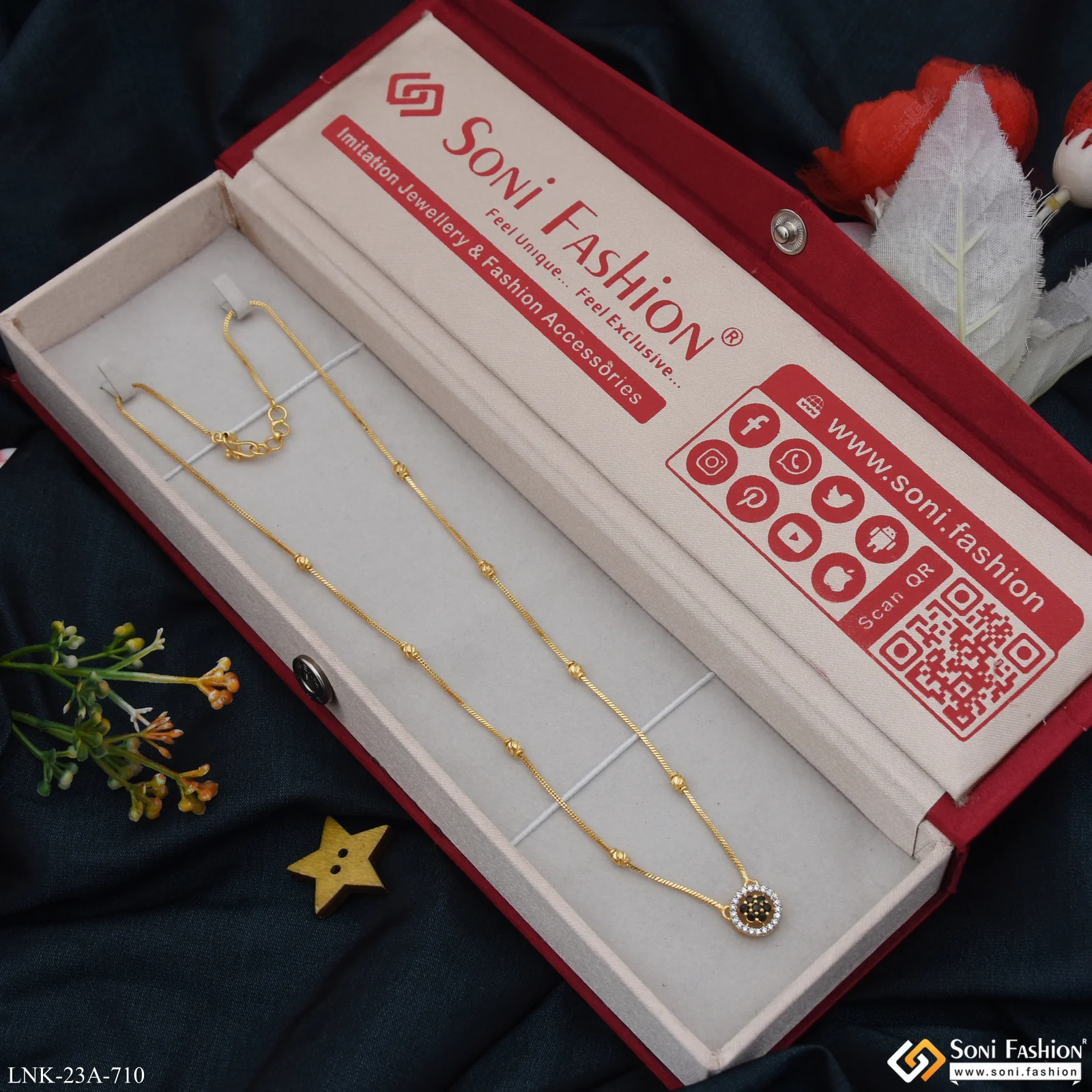 1 Gram Gold Plated Superior Quality Chain pendant for Ladies - Style A710 - Image 2
