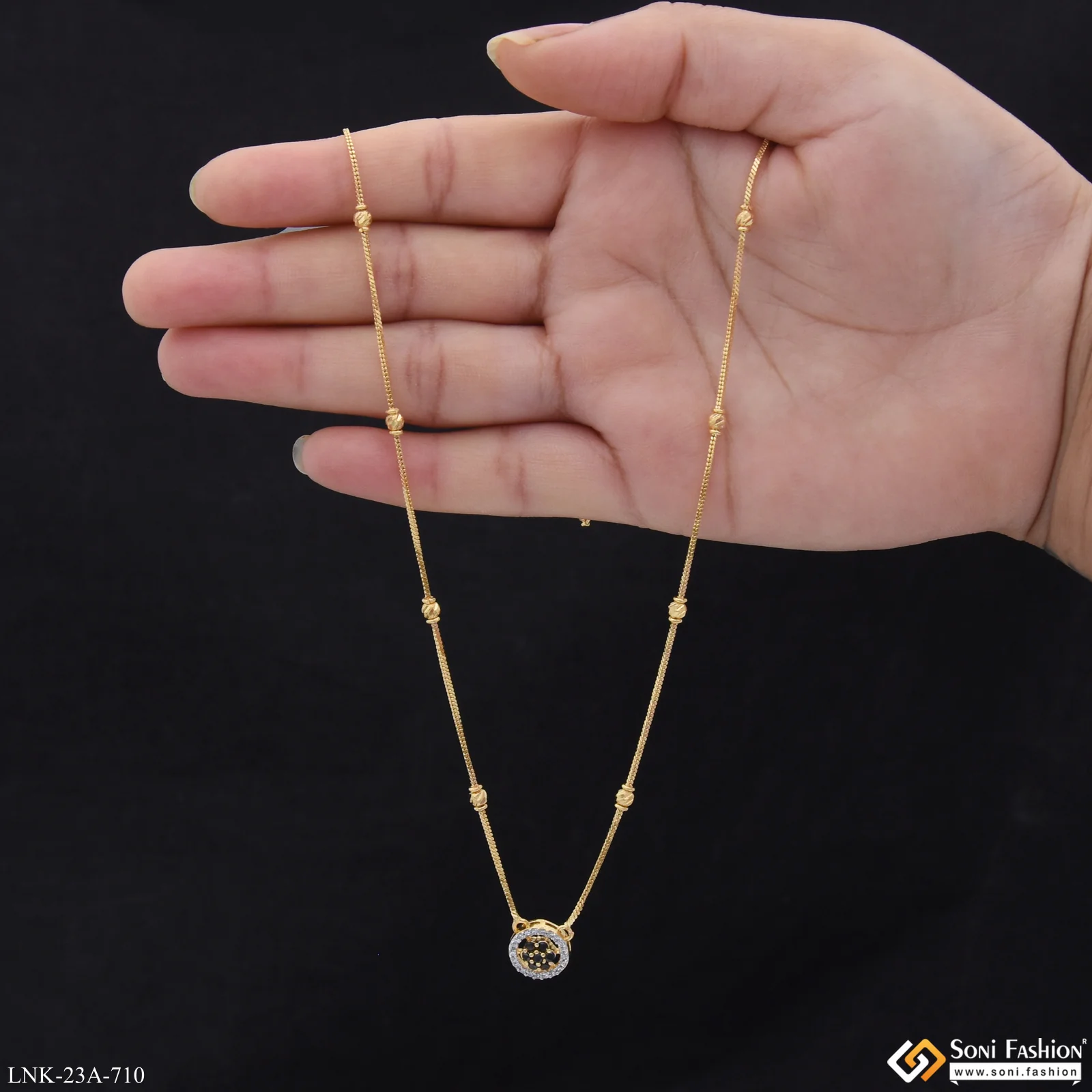 1 Gram Gold Plated Superior Quality Chain pendant for Ladies - Style A710 - Image 3