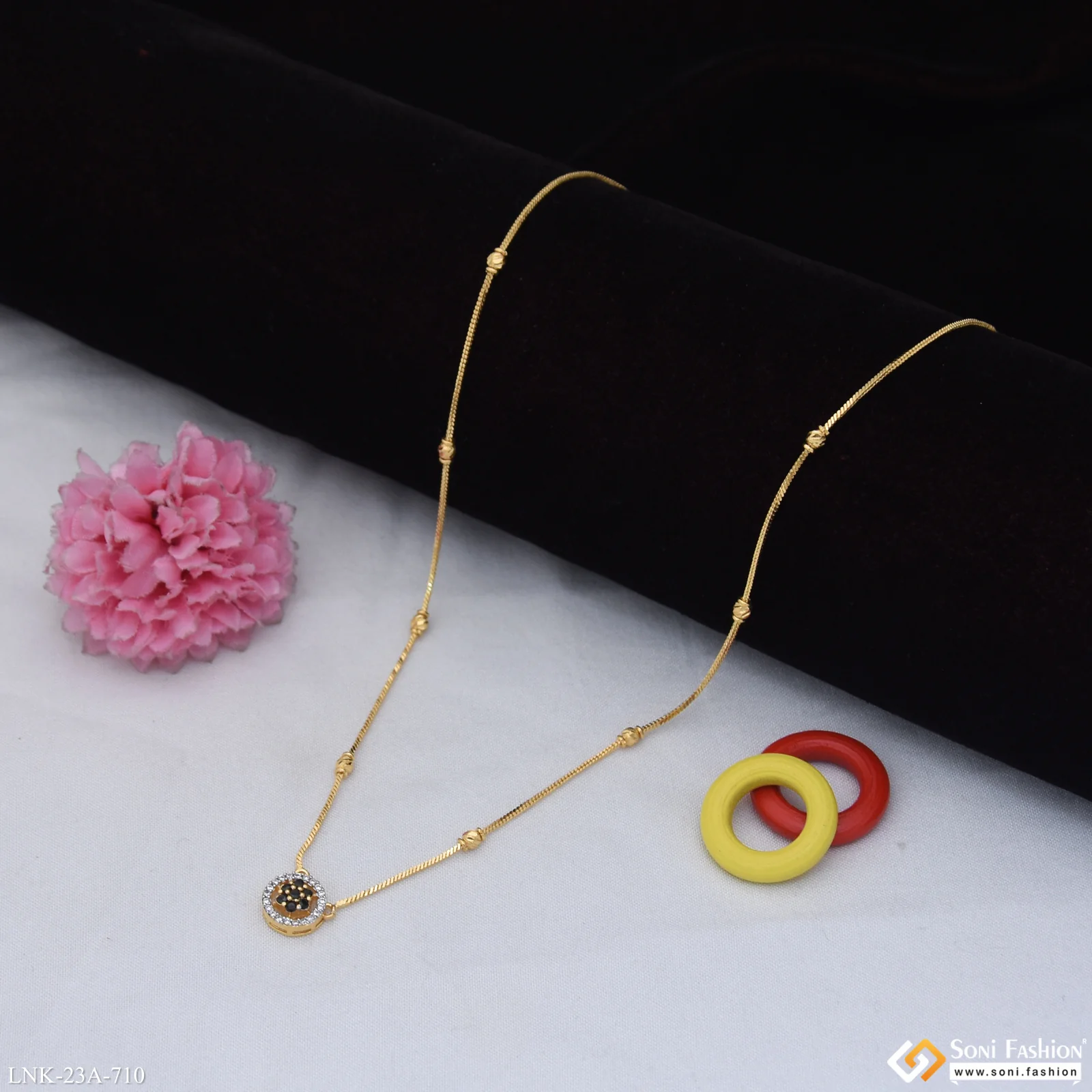 1 Gram Gold Plated Superior Quality Chain pendant for Ladies - Style A710 - Image 4