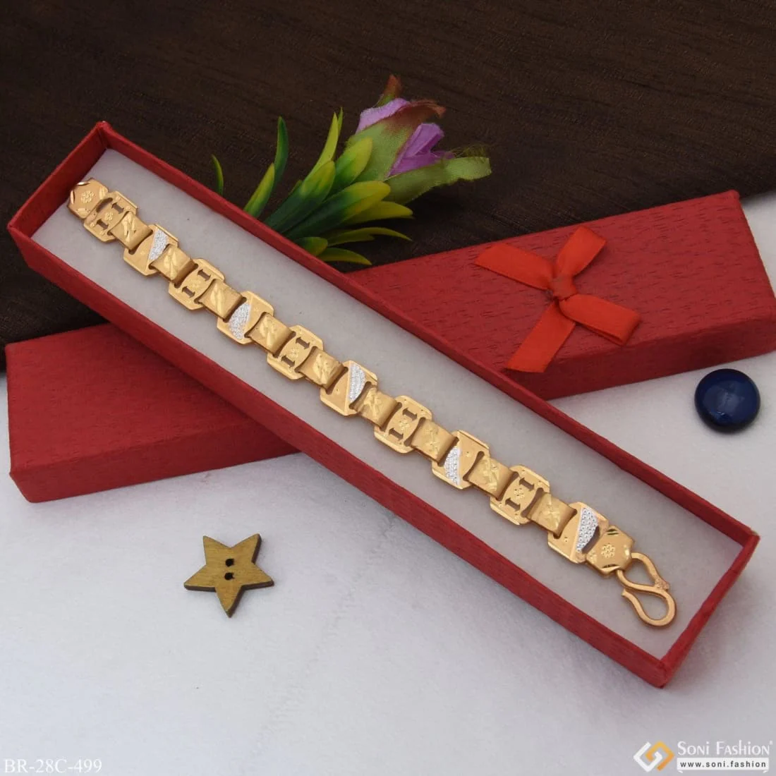1 Gram Gold Plated Superior Quality Glamorous Design Bracelet for Men - Style C499 - Image 2