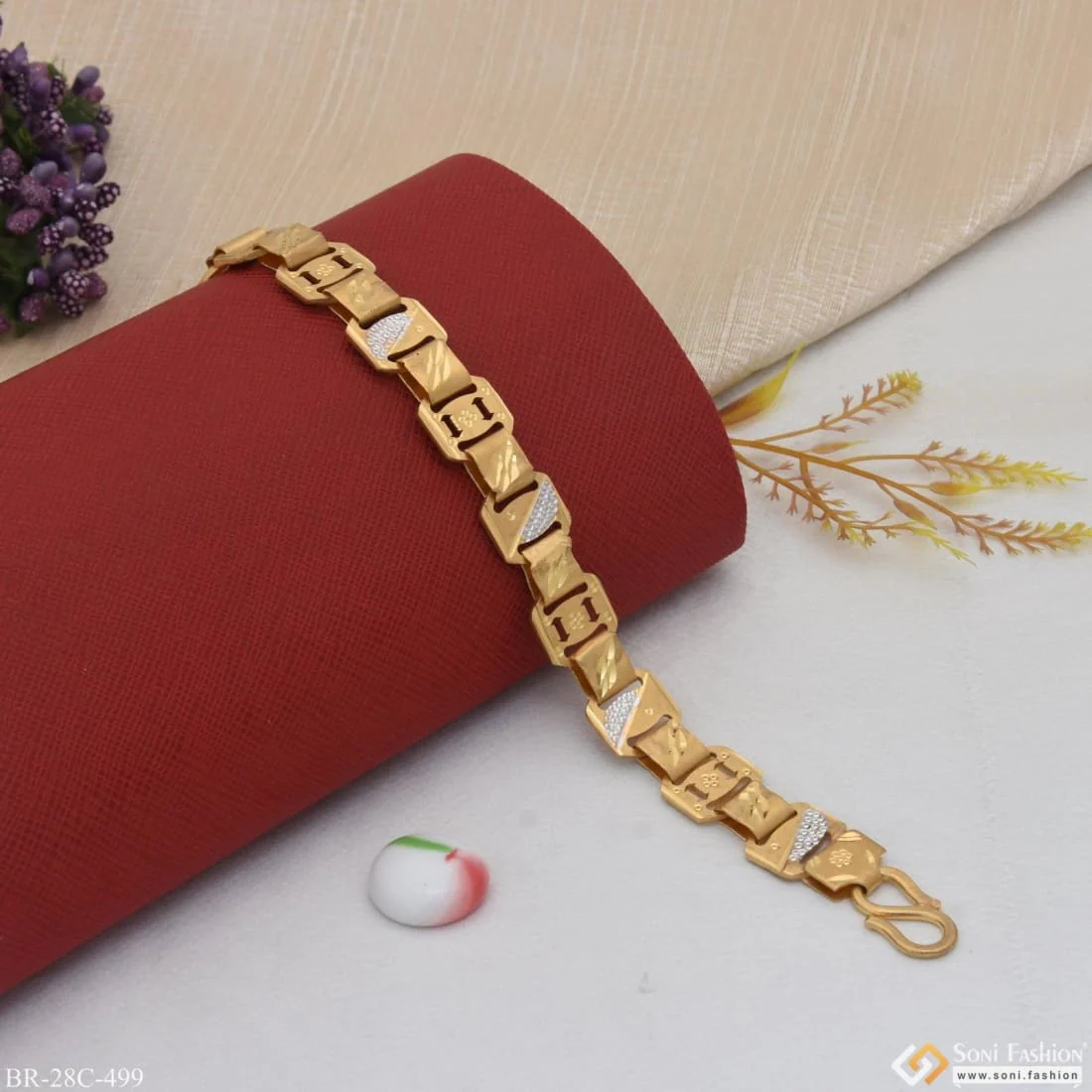 1 Gram Gold Plated Superior Quality Glamorous Design Bracelet for Men - Style C499 - Image 5