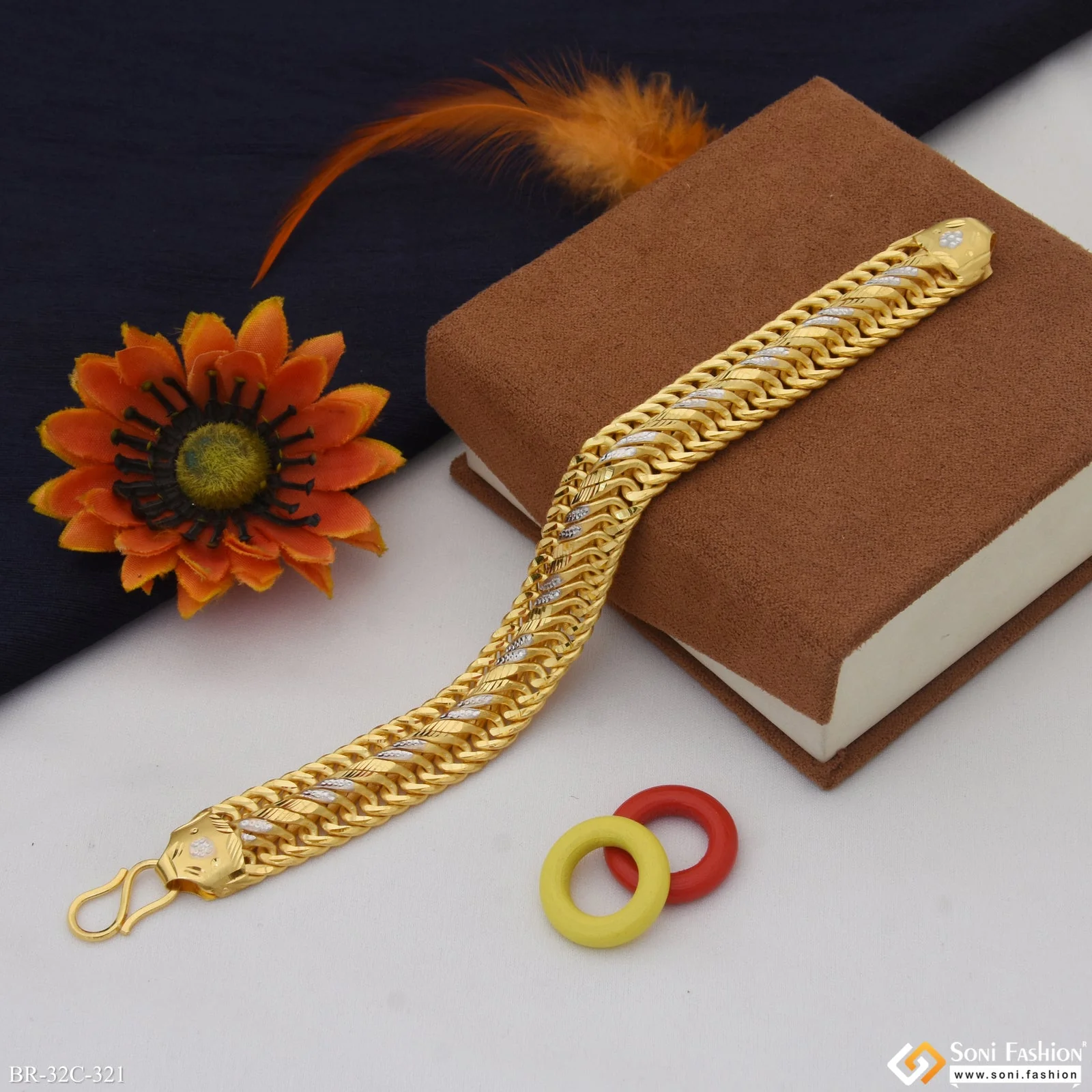 1 Gram Gold Plated Superior Quality Gorgeous Design Bracelet for Men - Style C321 - Image 3