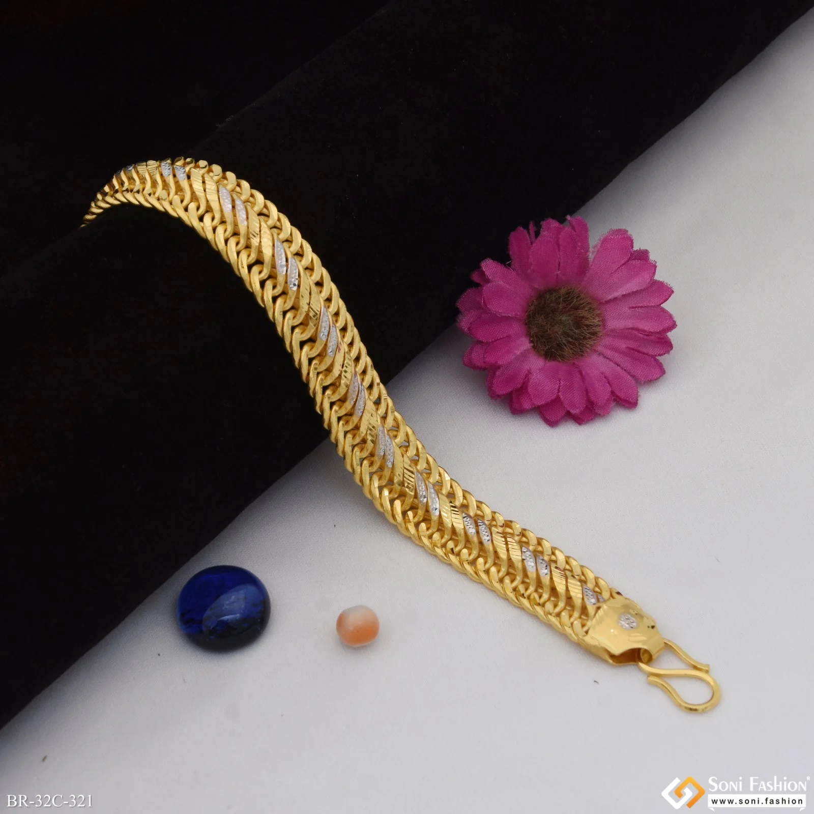1 Gram Gold Plated Superior Quality Gorgeous Design Bracelet for Men - Style C321 - Image 5