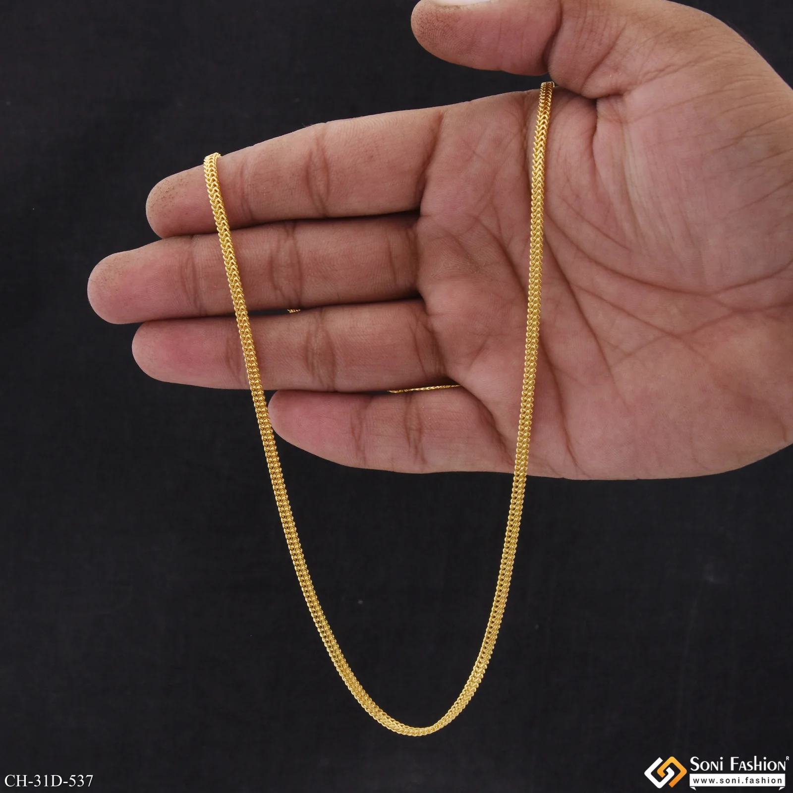 1 Gram Gold Plated Superior Quality Gorgeous Design Chain for Men - Style D537 - Image 5