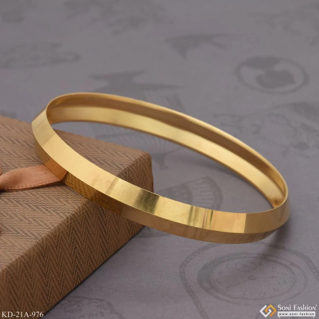1 Gram Gold Plated Superior Quality High-Class Design Kada for Men - Style A976 - Image 6