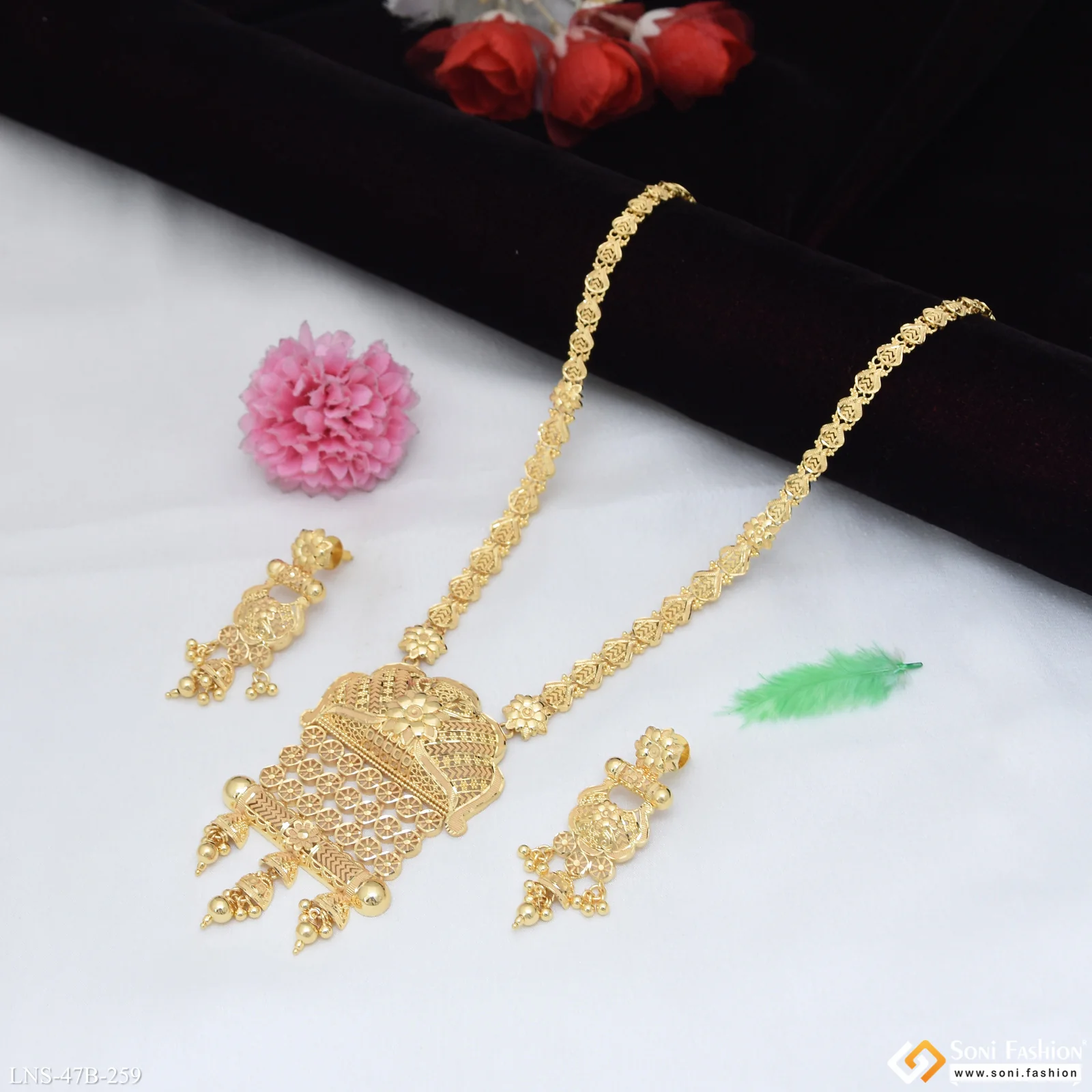 1 Gram Gold Plated Superior Quality Necklace Set for Women - Style B259 - Image 3