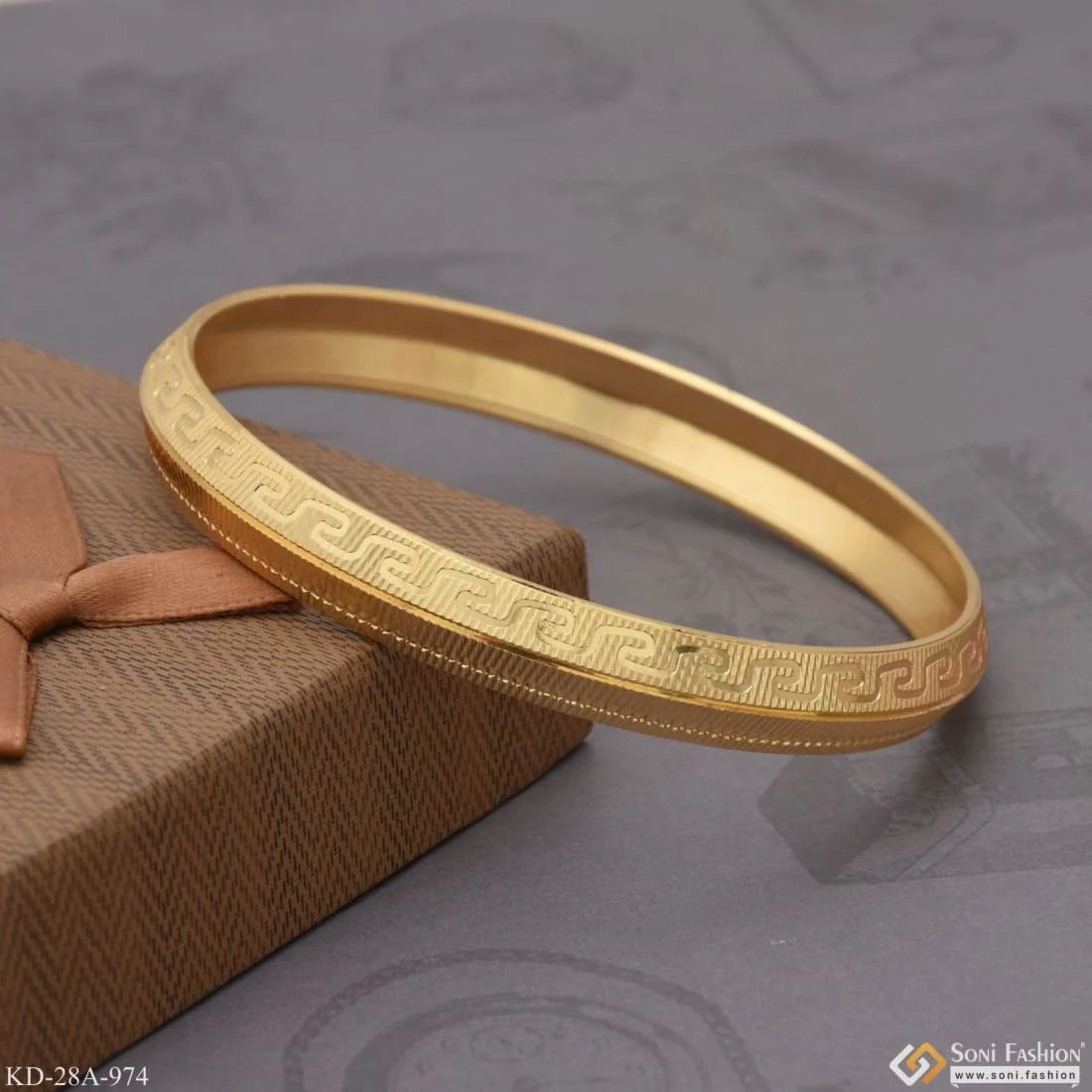 1 Gram Gold Plated Superior Quality Sparkling Design Kada for Men - Style A974 - Image 6