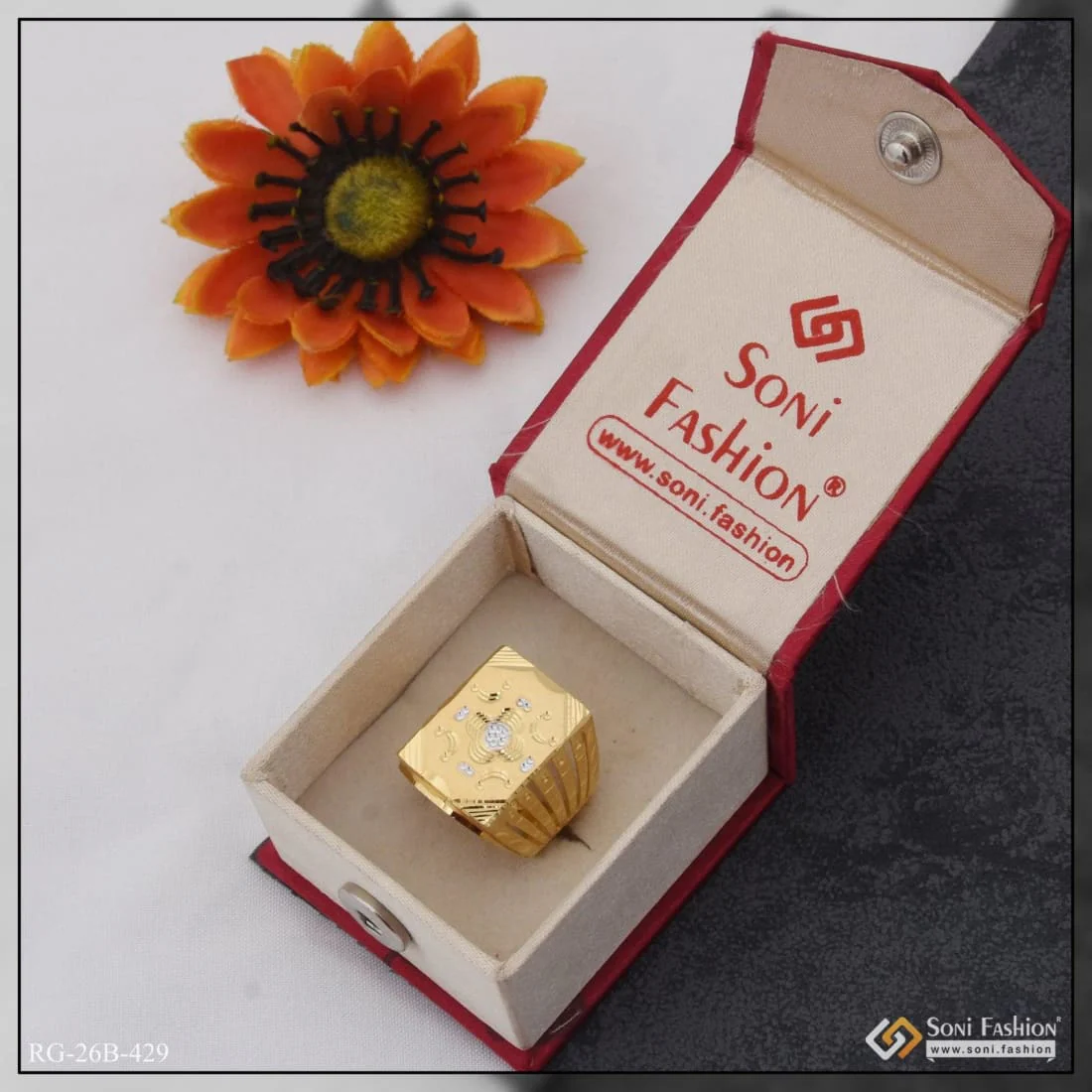 1 Gram Gold Plated Superior Quality Sparkling Design Ring for Men - Style B429 - Image 3