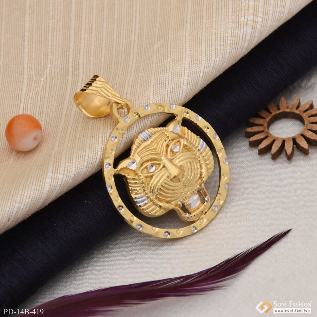 1 Gram Gold Plated Tiger Latest Design High-quality Pendant For Men - Style B419