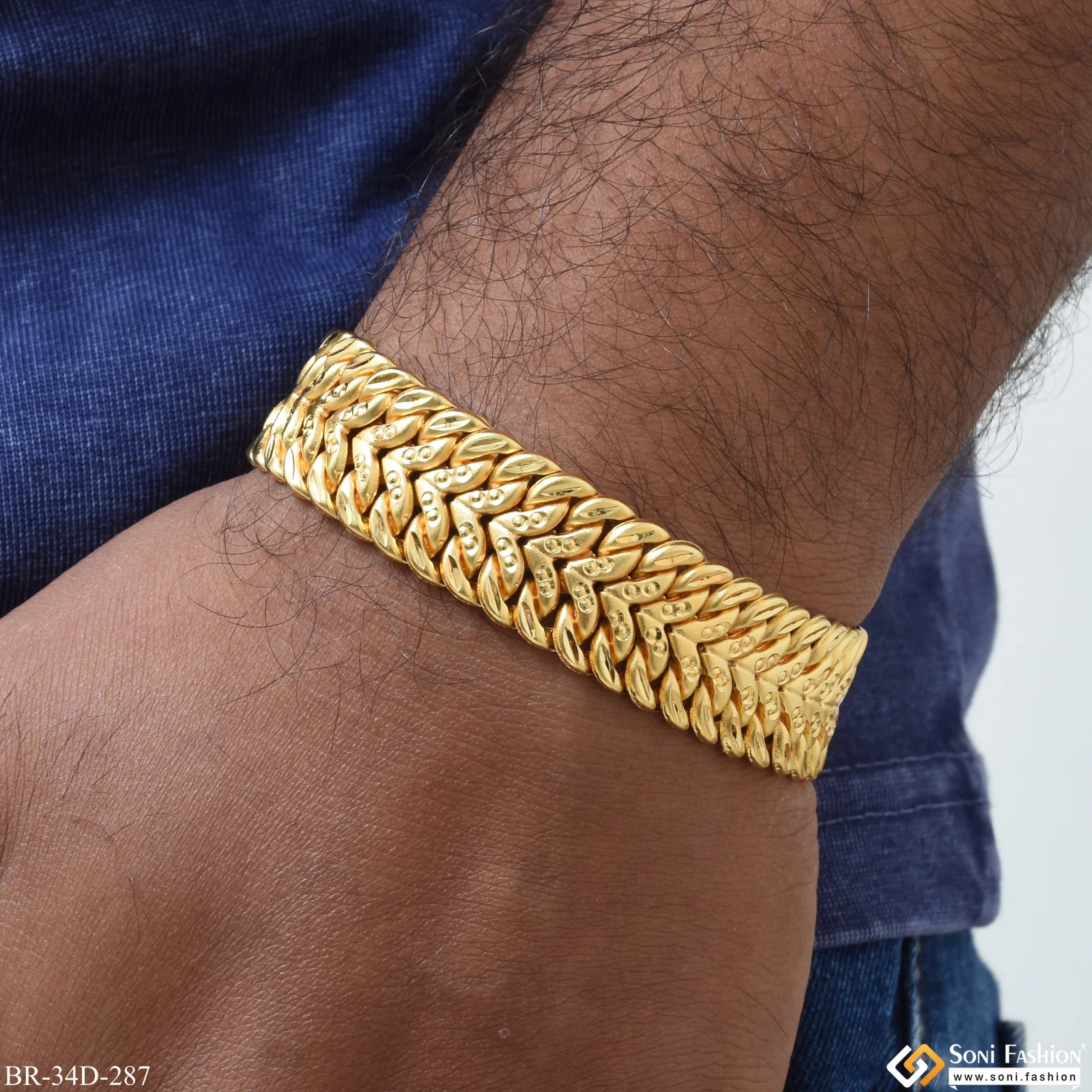 1 Gram Gold Plated Traditional Design Pokal Bracelet for Men - Style D287 - Image 5