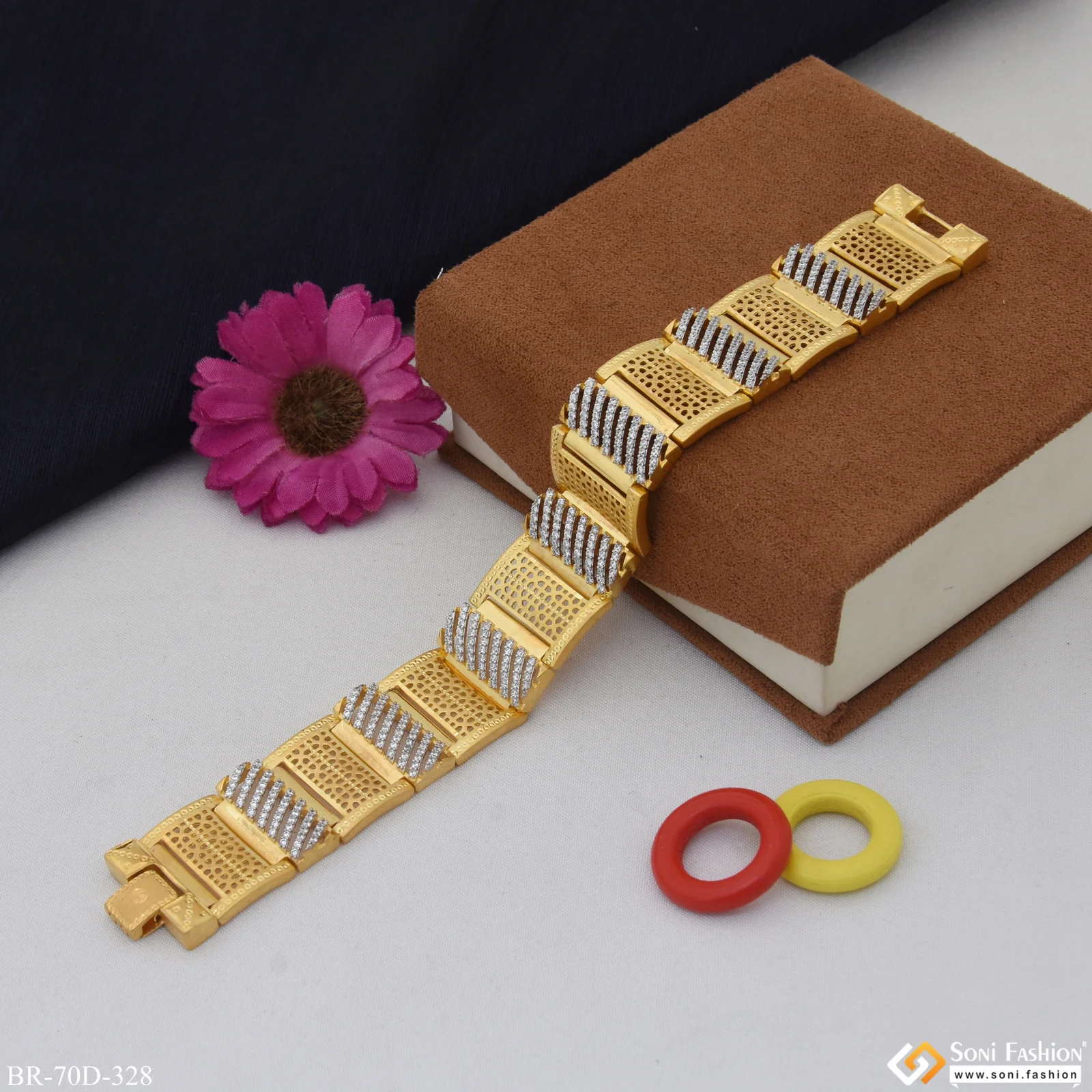 1 Gram Gold Plated Trending Design Bracelet for Men - Style D328 - Image 5