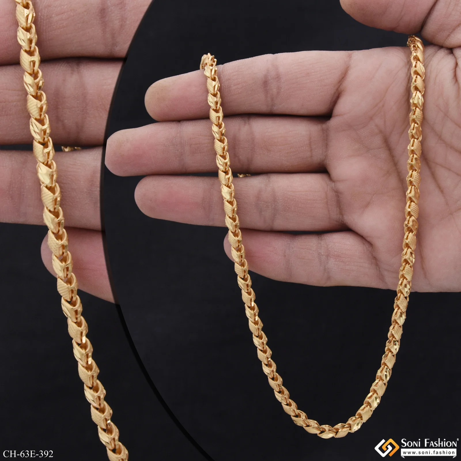 1 Gram Gold Plated Trending Design Kohli Chain for Men - Style E392 - Image 2