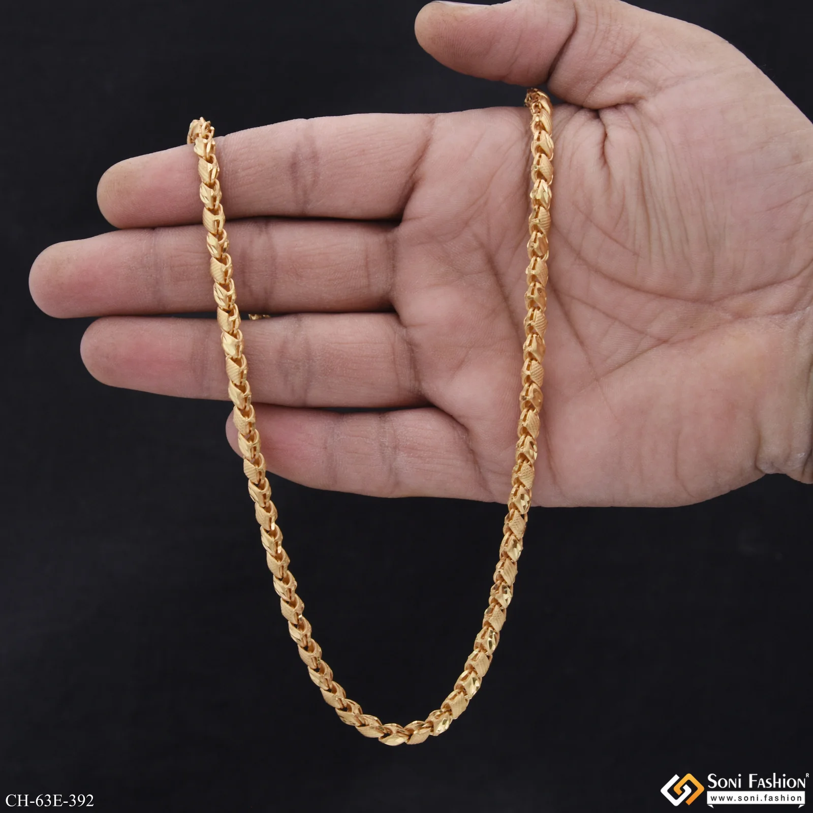1 Gram Gold Plated Trending Design Kohli Chain for Men - Style E392 - Image 6