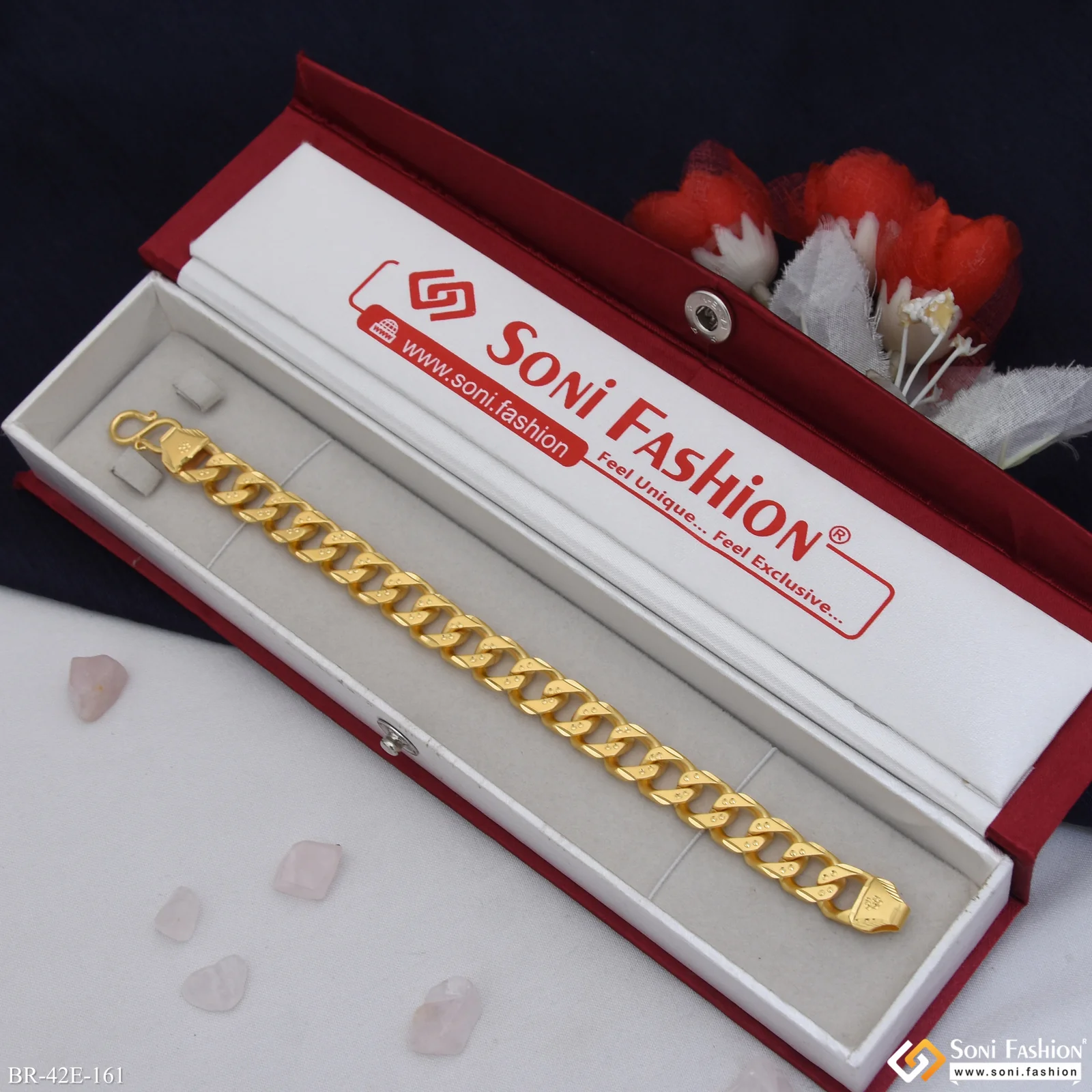 1 Gram Gold Plated Trending Design Link Bracelet for Men - Style E161 - Image 2
