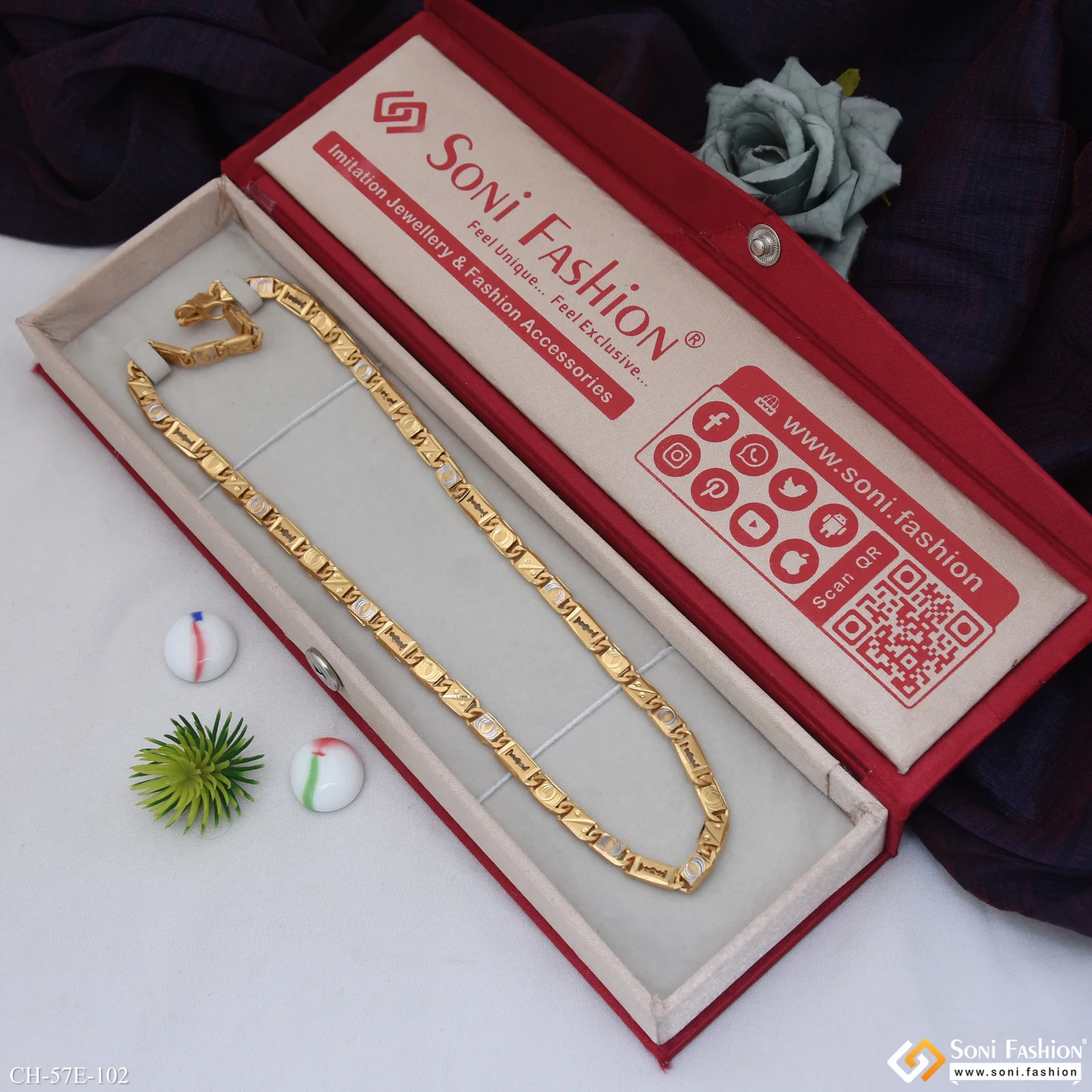 1 Gram Gold Plated Trending Design Nawabi Chain for Men - Style E102 - Image 3