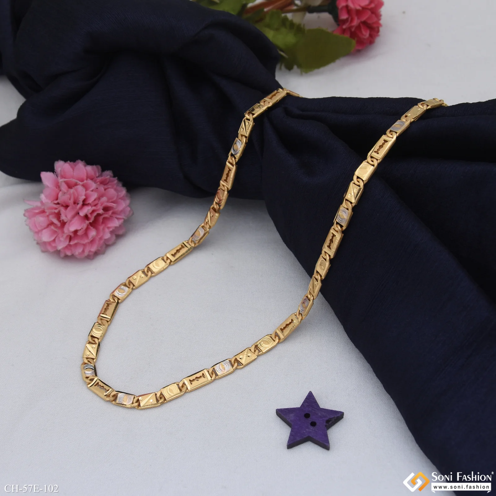 1 Gram Gold Plated Trending Design Nawabi Chain for Men - Style E102 - Image 5