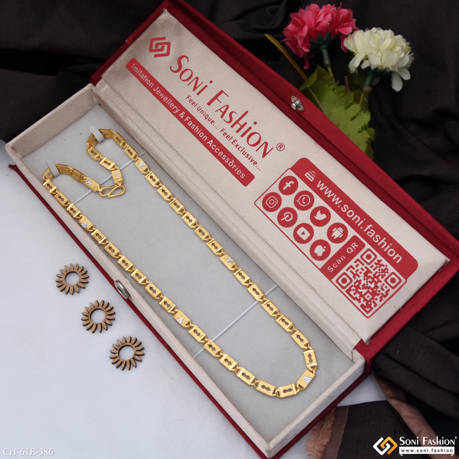 1 Gram Gold Plated Trending Design Nawabi Chain for Men - Style E386 - Image 3