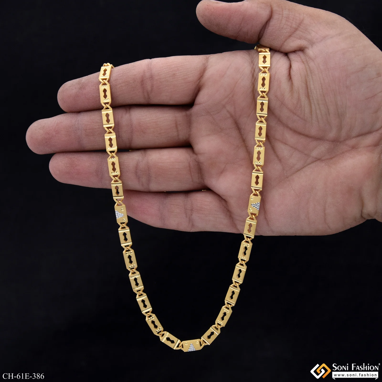 1 Gram Gold Plated Trending Design Nawabi Chain for Men - Style E386 - Image 6