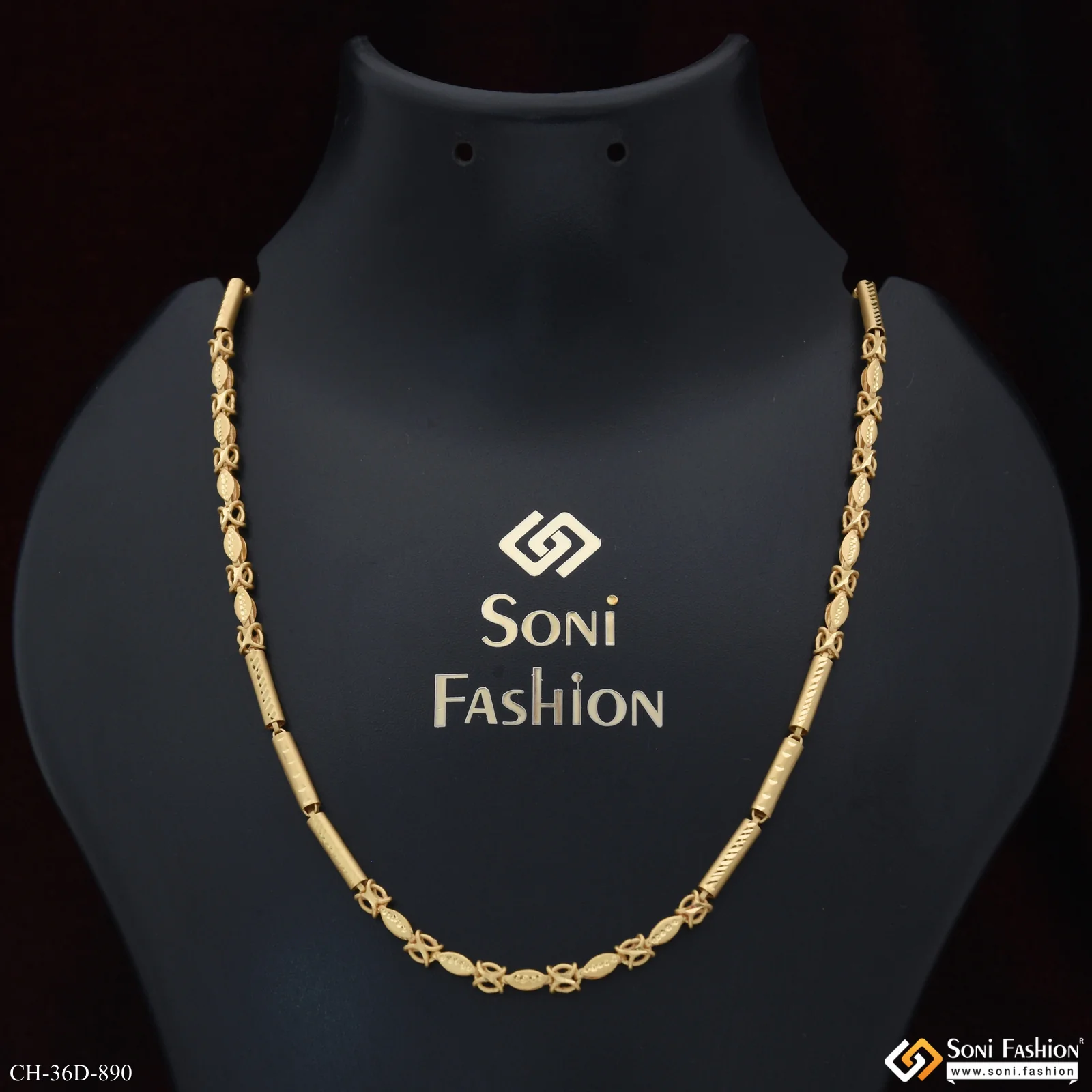 1 Gram Gold Plated Trending Design Pipe Chain for Men - Style D890
