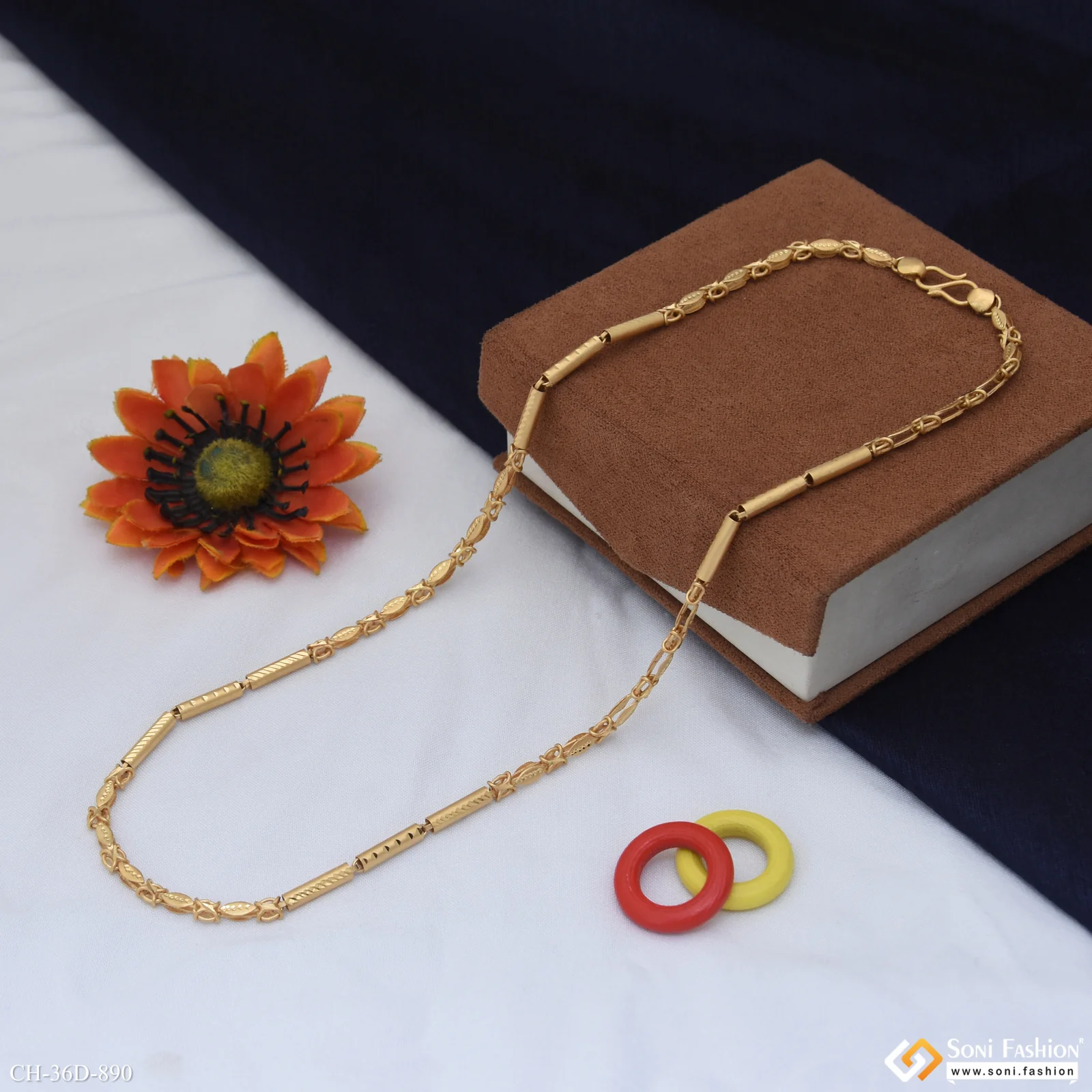 1 Gram Gold Plated Trending Design Pipe Chain for Men - Style D890 - Image 3