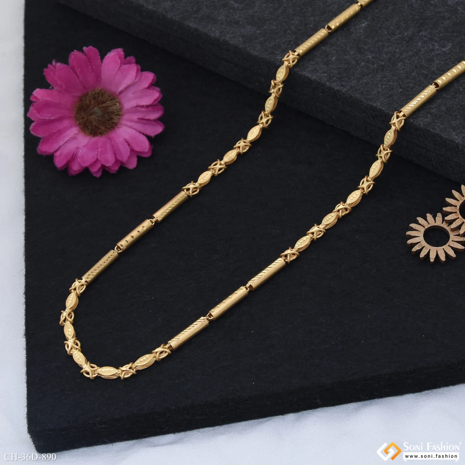 1 Gram Gold Plated Trending Design Pipe Chain for Men - Style D890 - Image 5