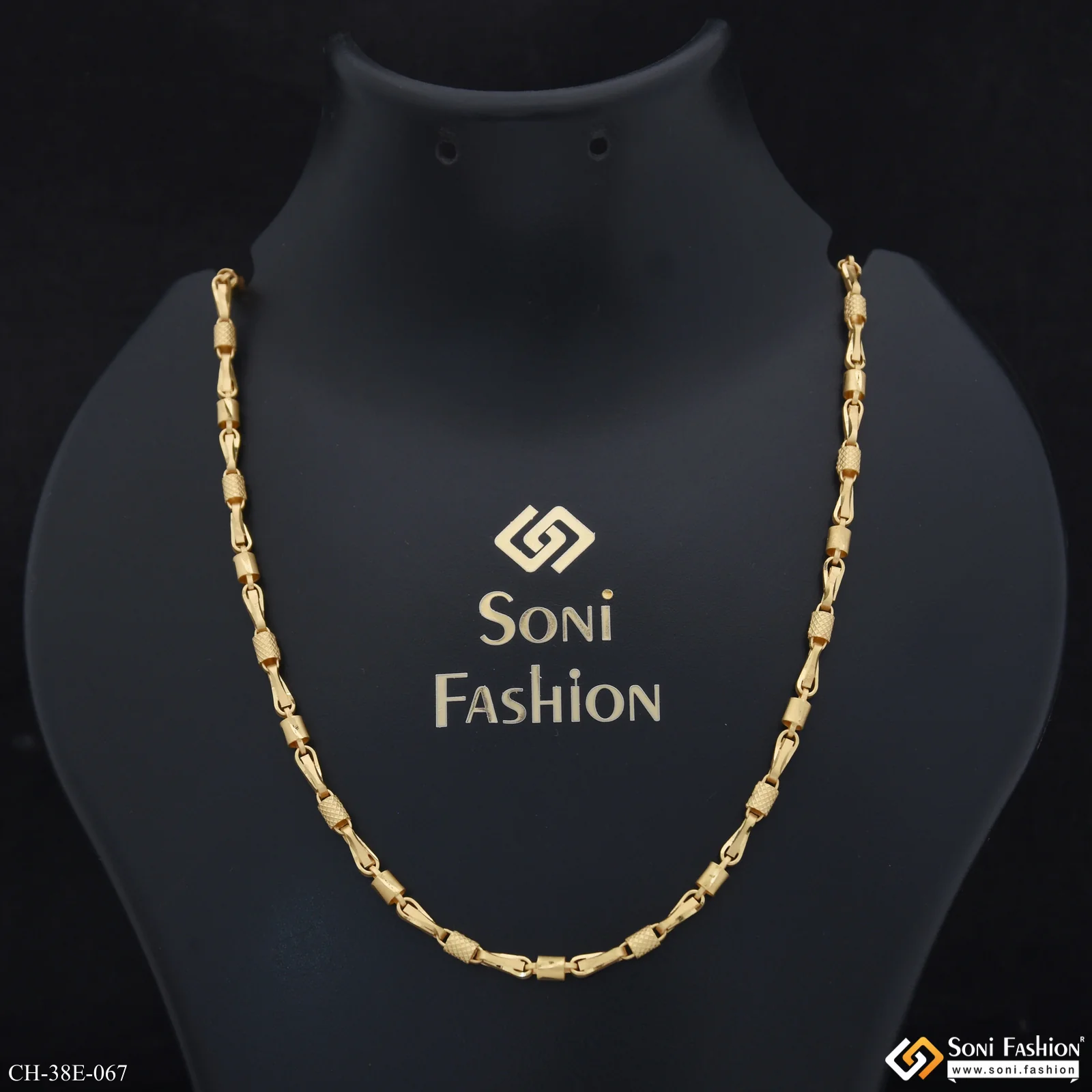 1 Gram Gold Plated Trending Design Pipe Chain for Men - Style E067