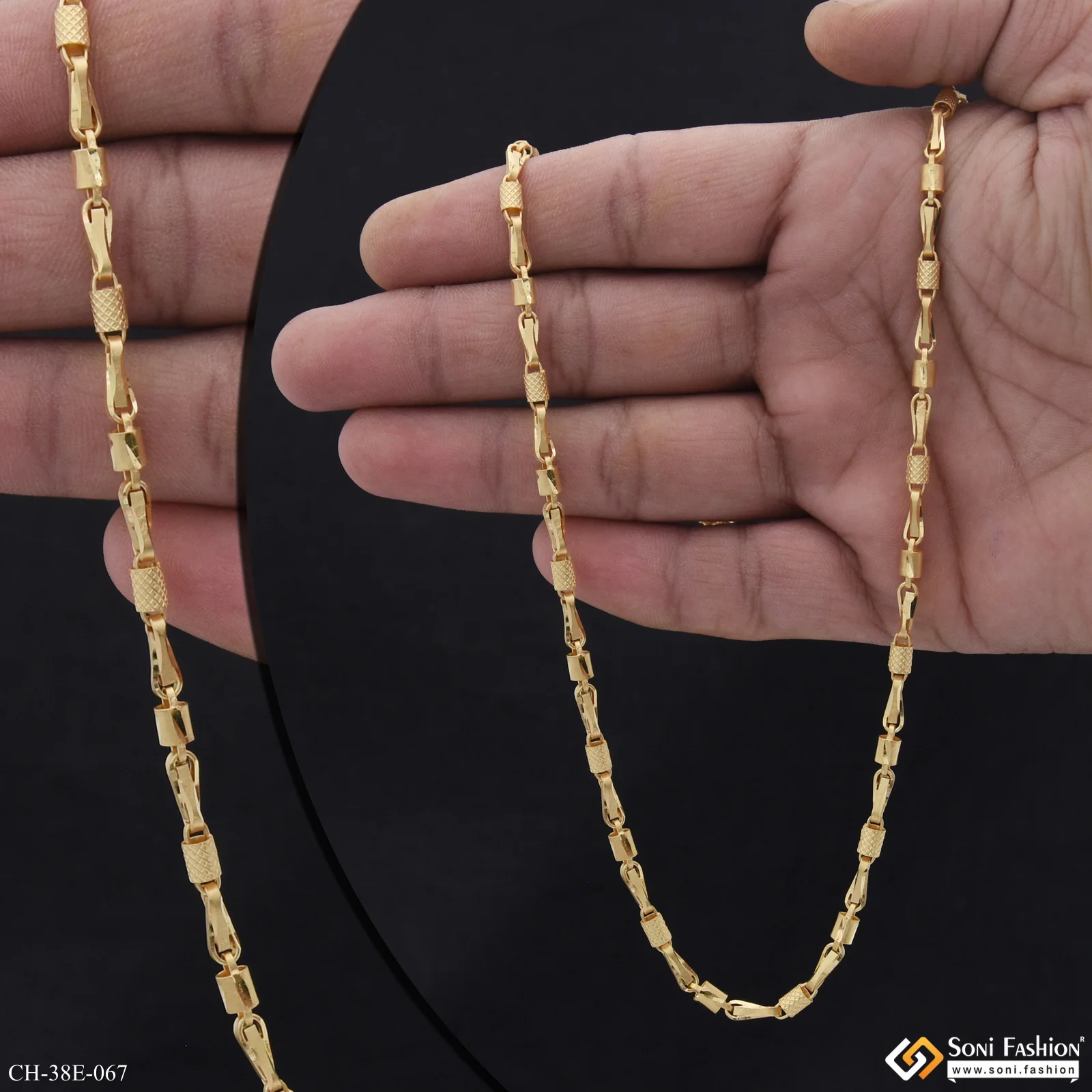 1 Gram Gold Plated Trending Design Pipe Chain for Men - Style E067 - Image 2