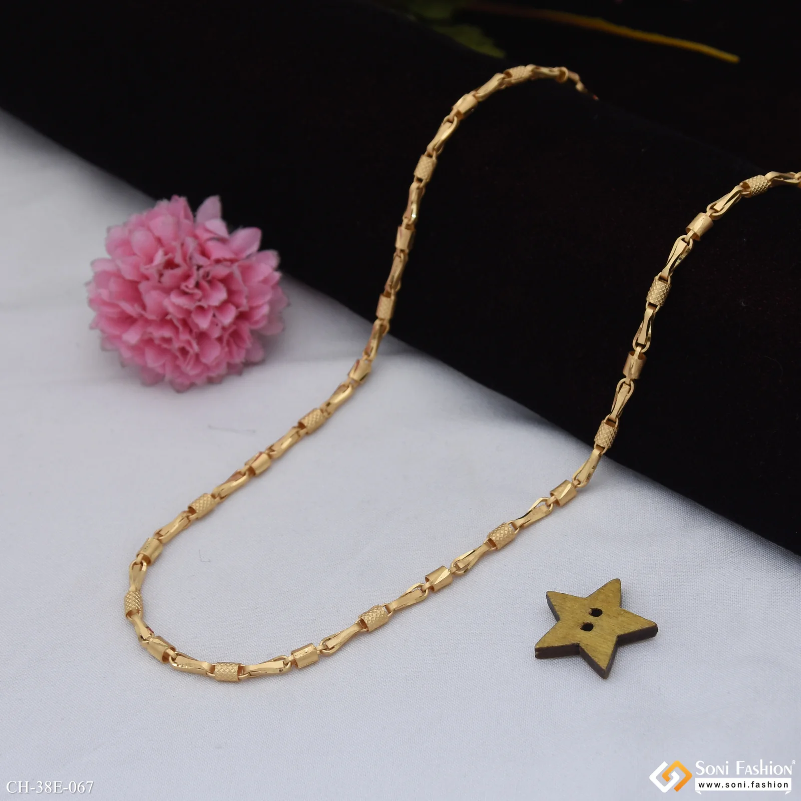 1 Gram Gold Plated Trending Design Pipe Chain for Men - Style E067 - Image 3