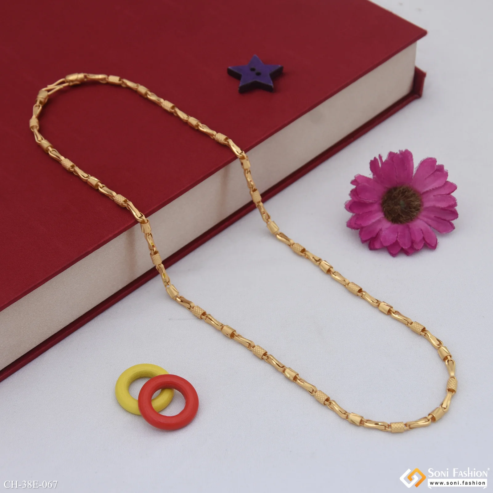 1 Gram Gold Plated Trending Design Pipe Chain for Men - Style E067 - Image 5
