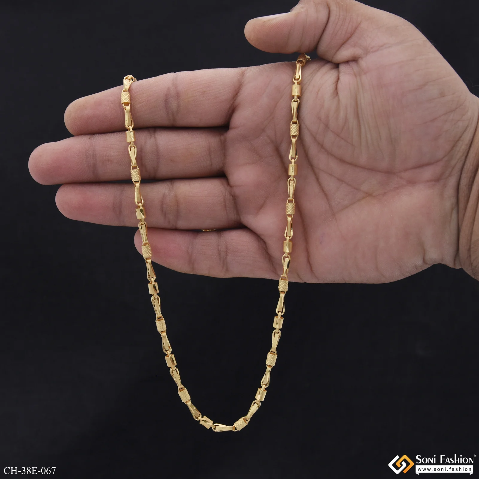 1 Gram Gold Plated Trending Design Pipe Chain for Men - Style E067 - Image 6