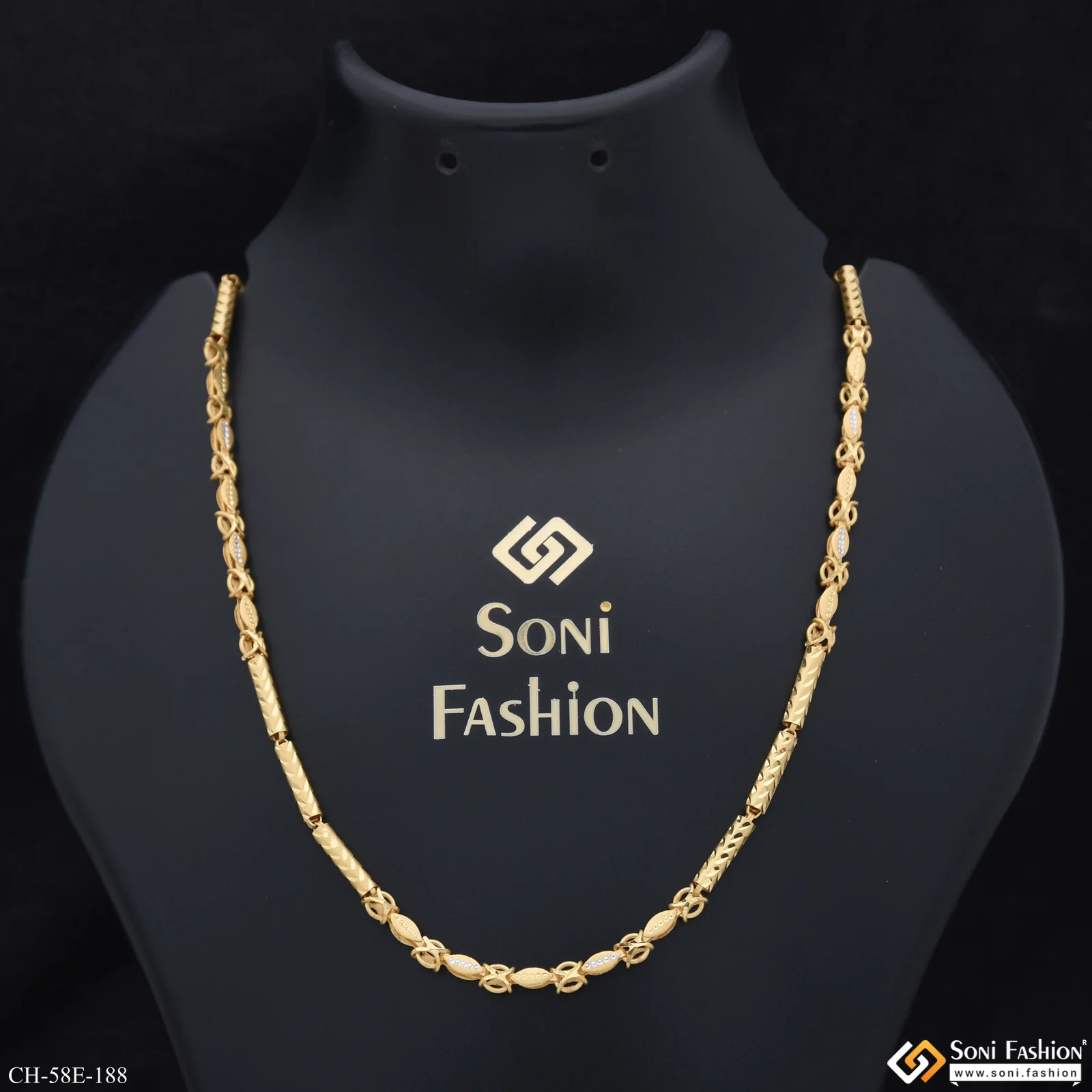1 Gram Gold Plated Trending Design Pipe Chain for Men - Style E188