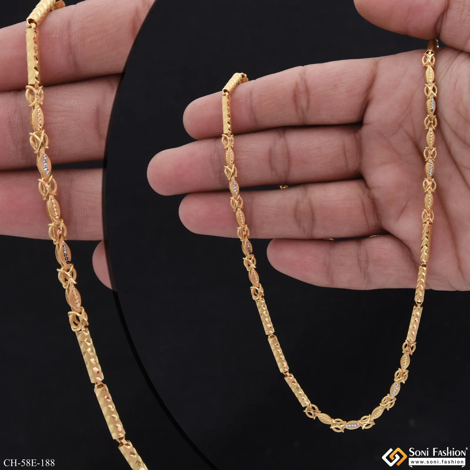 1 Gram Gold Plated Trending Design Pipe Chain for Men - Style E188 - Image 2