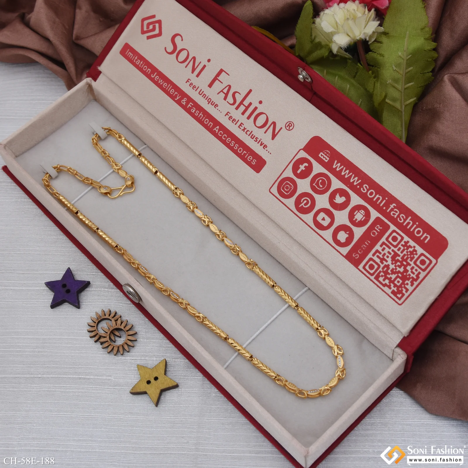 1 Gram Gold Plated Trending Design Pipe Chain for Men - Style E188 - Image 3