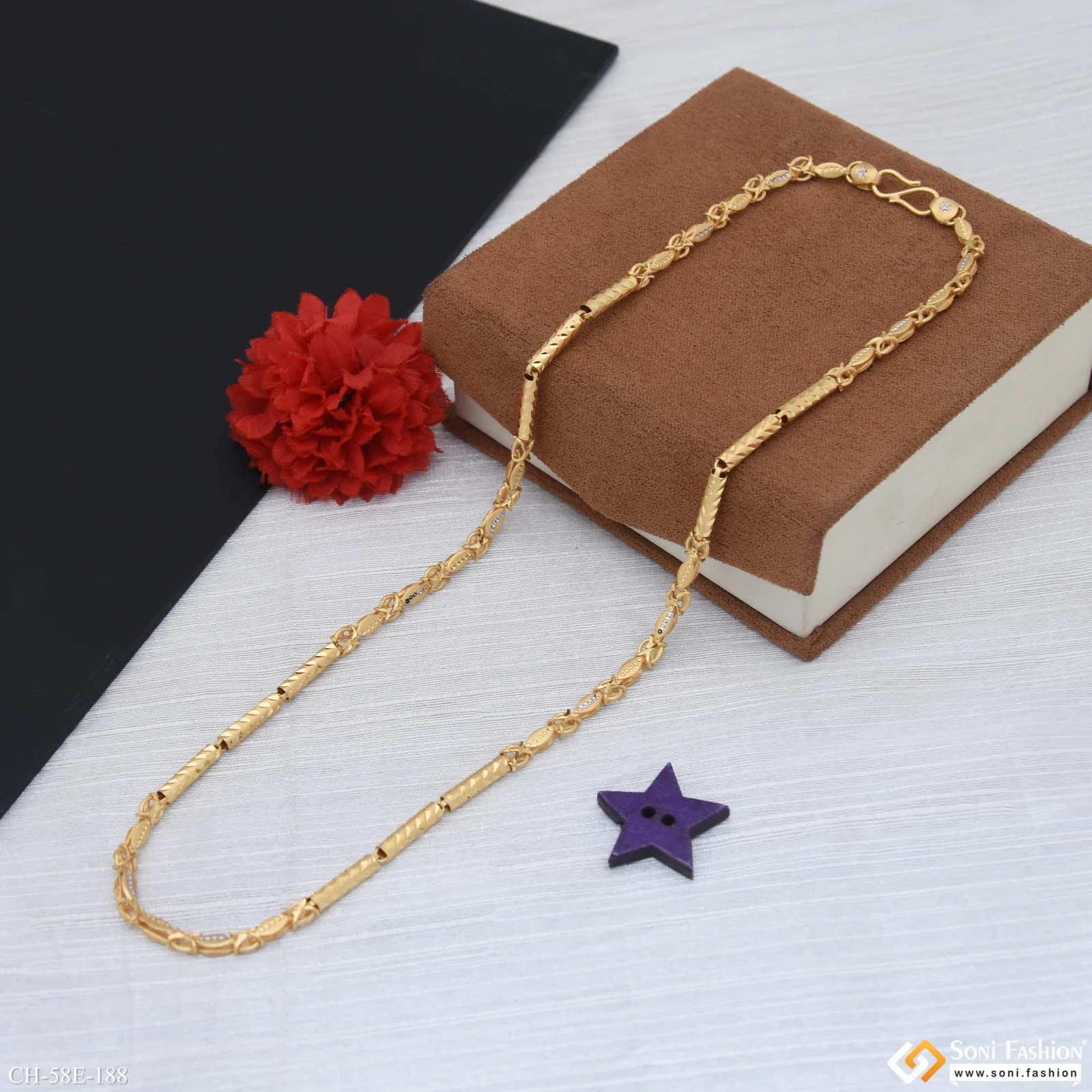 1 Gram Gold Plated Trending Design Pipe Chain for Men - Style E188 - Image 4