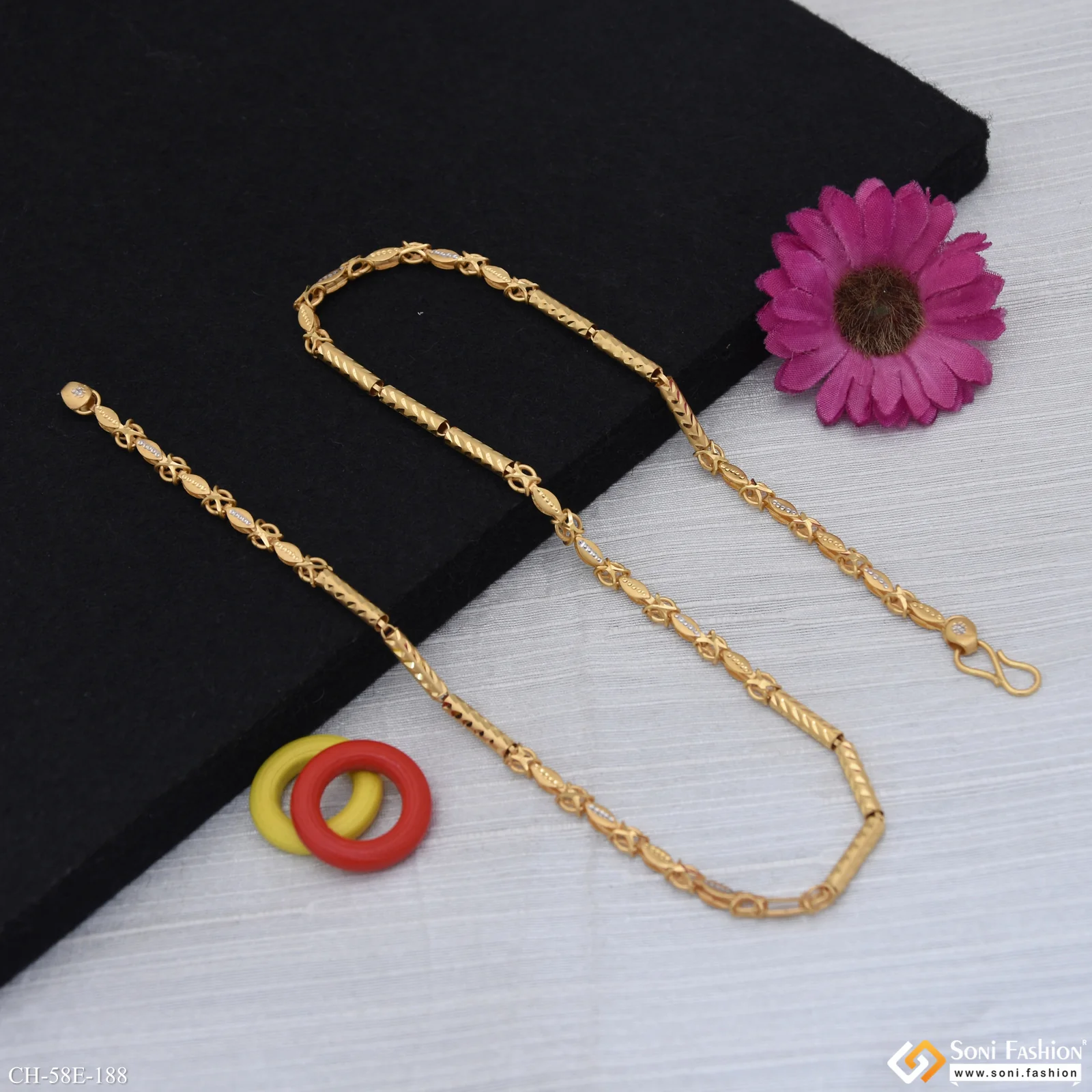 1 Gram Gold Plated Trending Design Pipe Chain for Men - Style E188 - Image 5