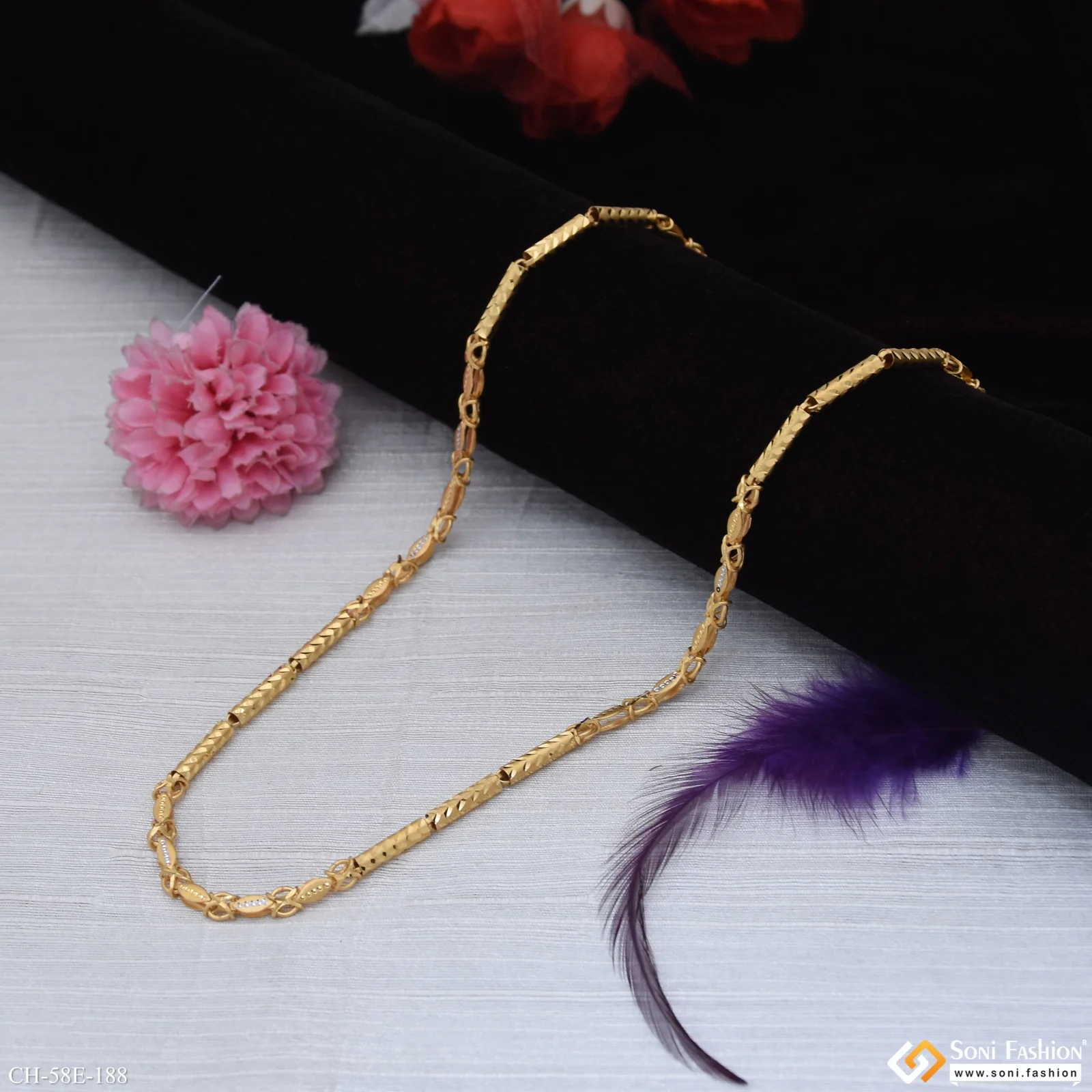 1 Gram Gold Plated Trending Design Pipe Chain for Men - Style E188 - Image 6