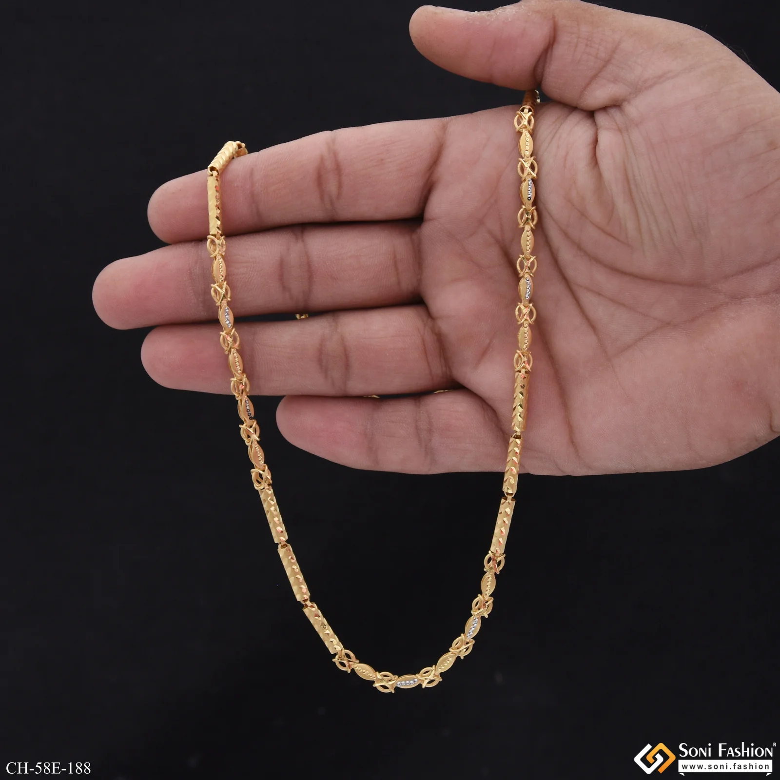 1 Gram Gold Plated Trending Design Pipe Chain for Men - Style E188 - Image 7