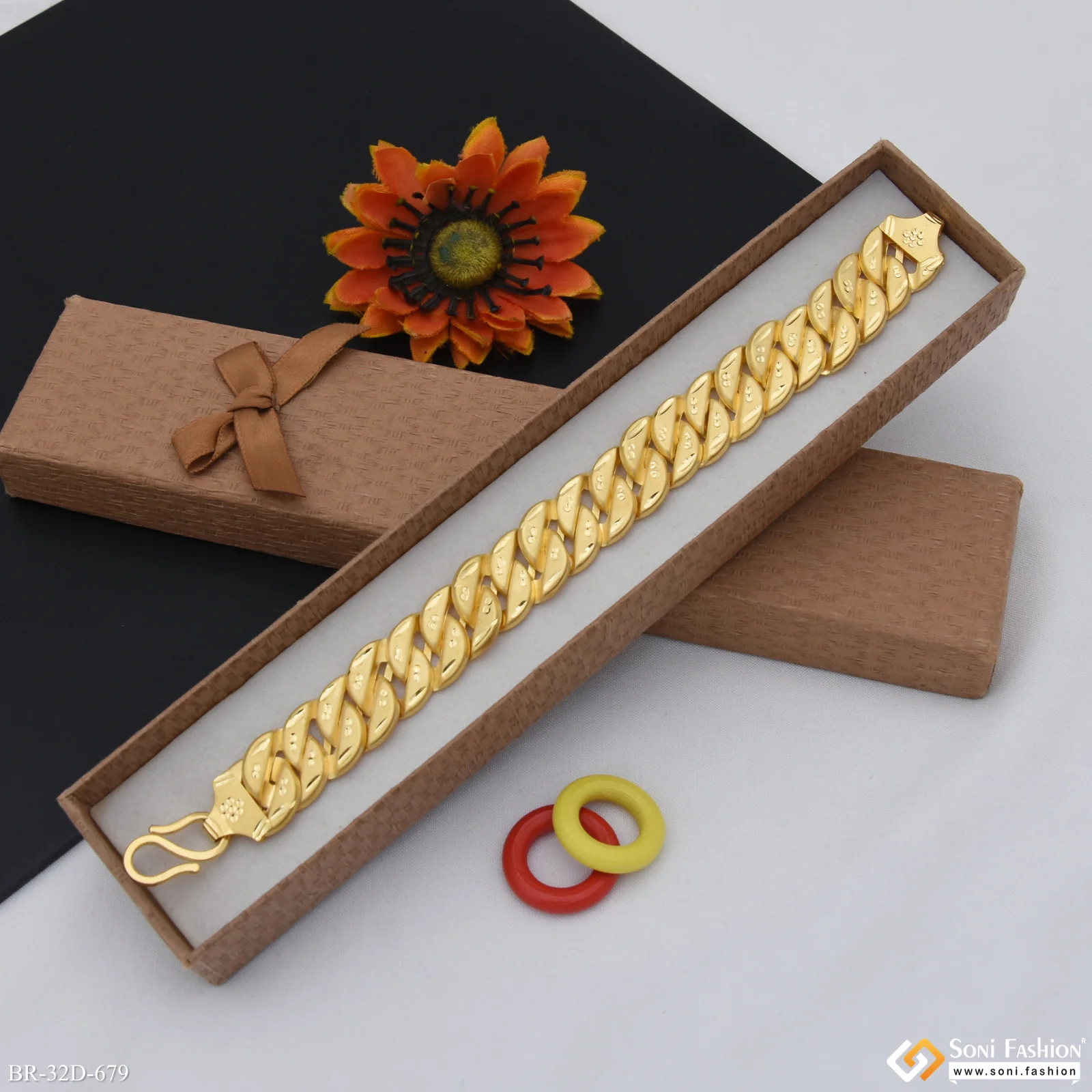 1 Gram Gold Plated Trending Design Pokal Bracelet for Men - Style D679 - Image 4