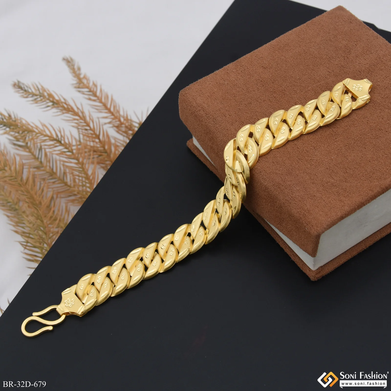 1 Gram Gold Plated Trending Design Pokal Bracelet for Men - Style D679 - Image 5