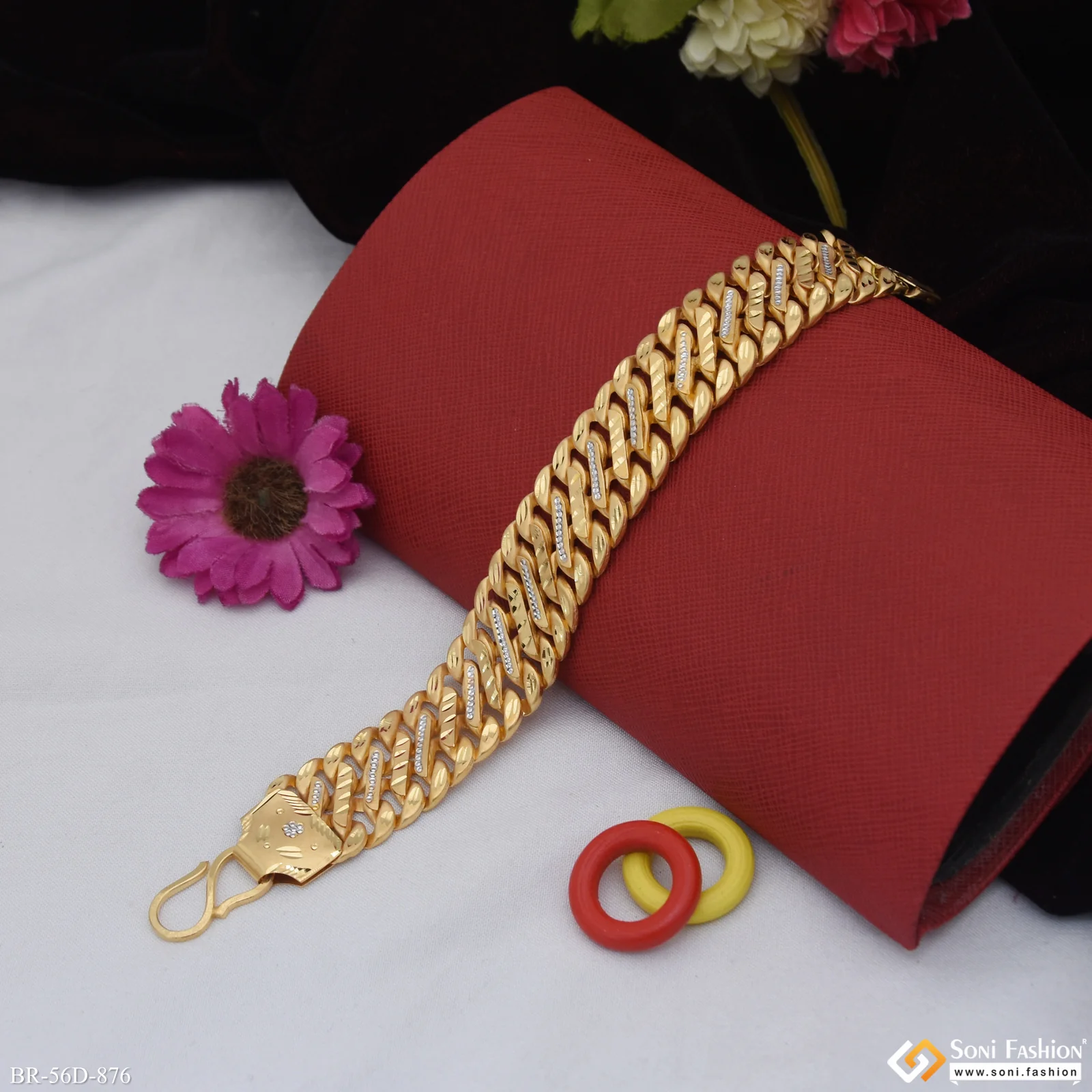 1 Gram Gold Plated Trending Design Pokal Bracelet for Men - Style D876 - Image 3