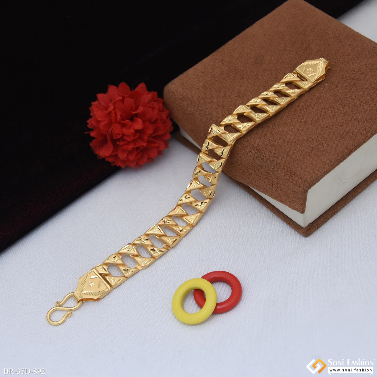 1 Gram Gold Plated Trending Design Pokal Bracelet for Men - Style D892 - Image 4