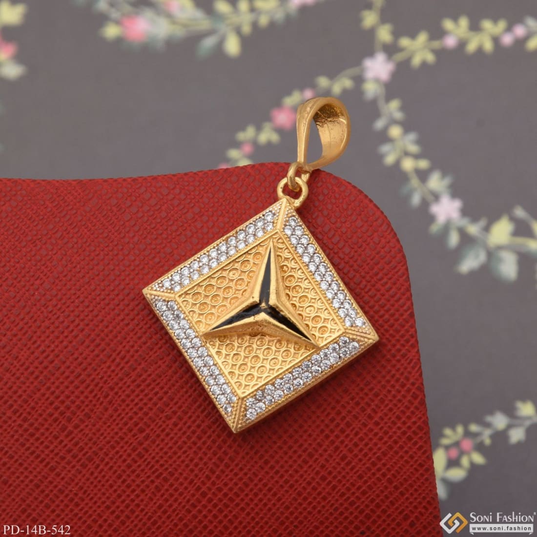 1 Gram Gold Plated Triangle with Diamond Best Quality Pendant for Men - Style B542 - Image 5
