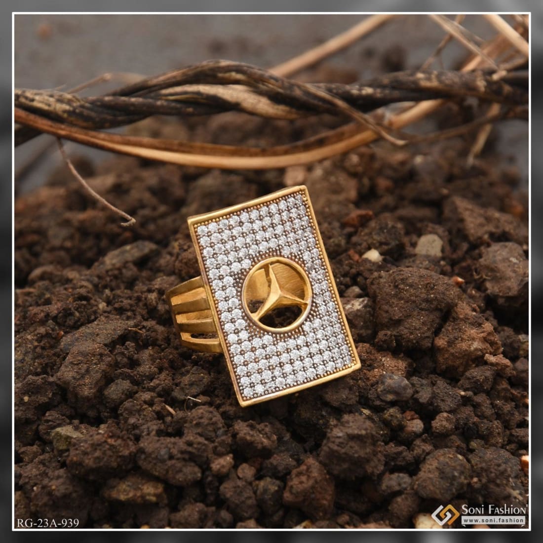 1 Gram Gold Forming Triangle with Diamond Glamorous Design Ring - Style A939 - Image 2