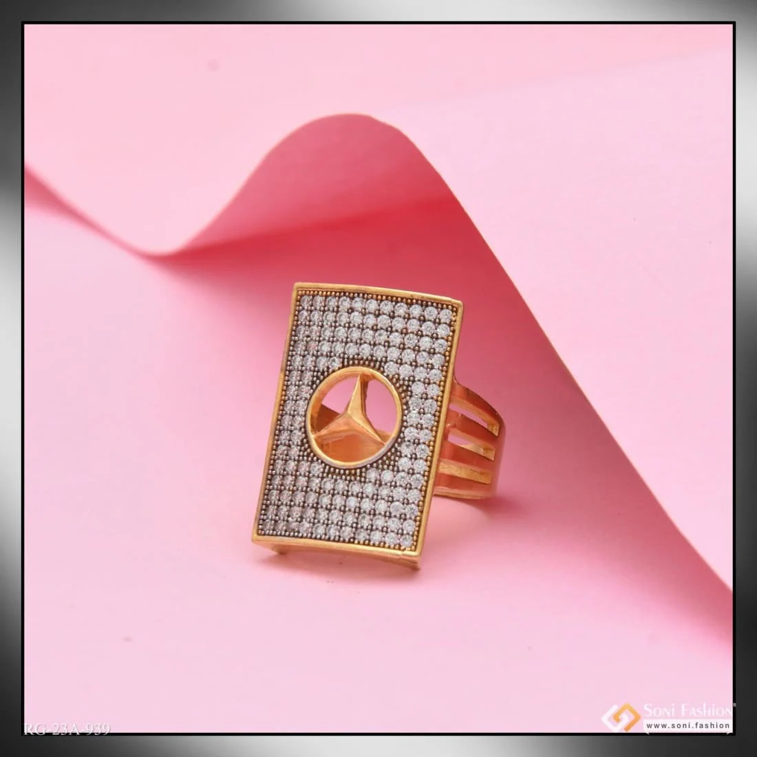 1 Gram Gold Forming Triangle with Diamond Glamorous Design Ring - Style A939 - Image 3
