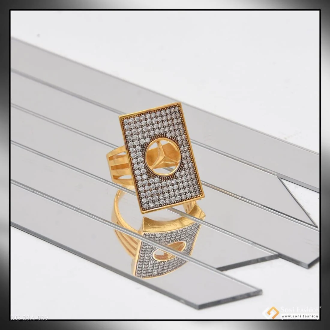 1 Gram Gold Forming Triangle with Diamond Glamorous Design Ring - Style A939 - Image 4