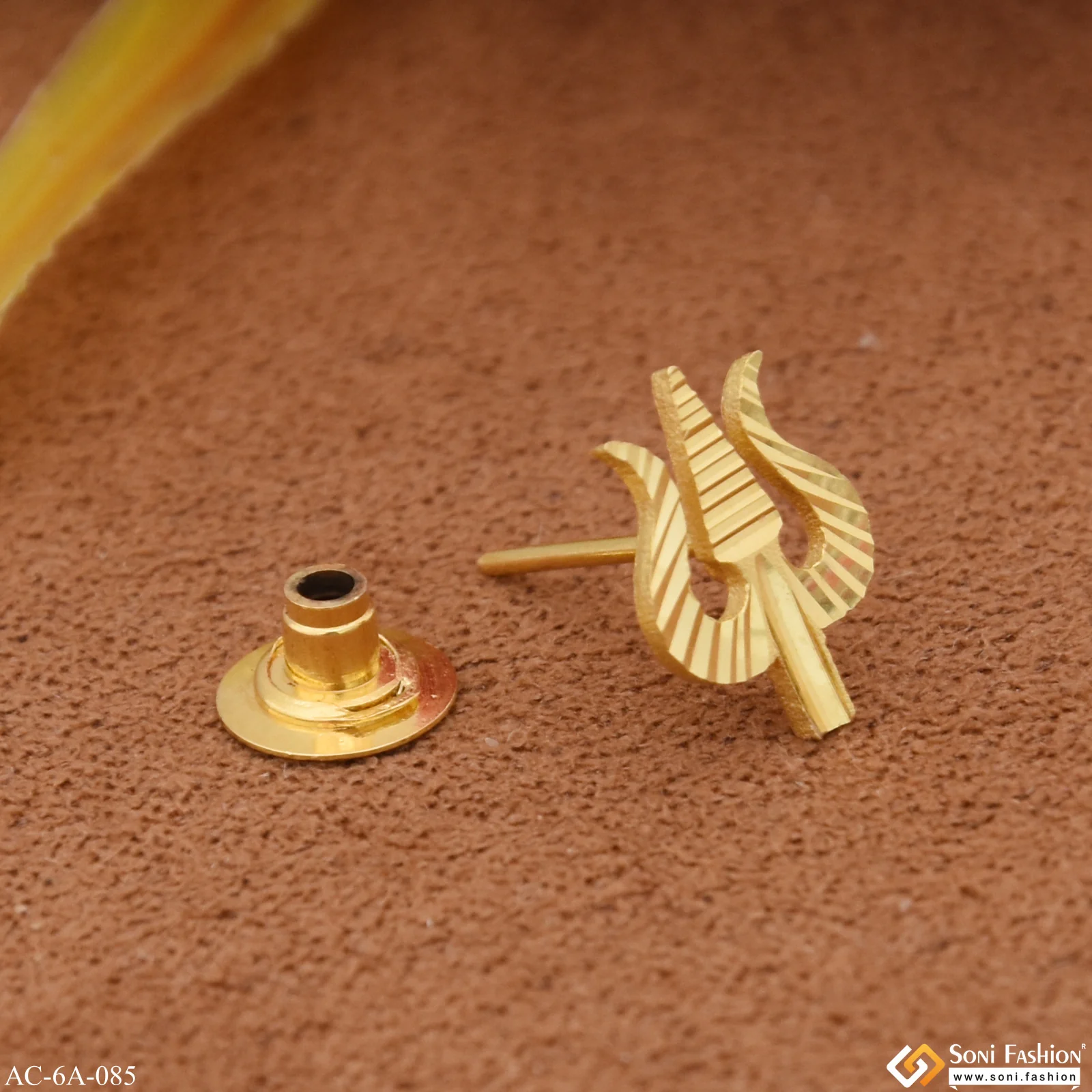 1 Gram Gold Plated Trishul Awesome Design Stud Earring for Men (1 Pc) - Style A085 - Image 5