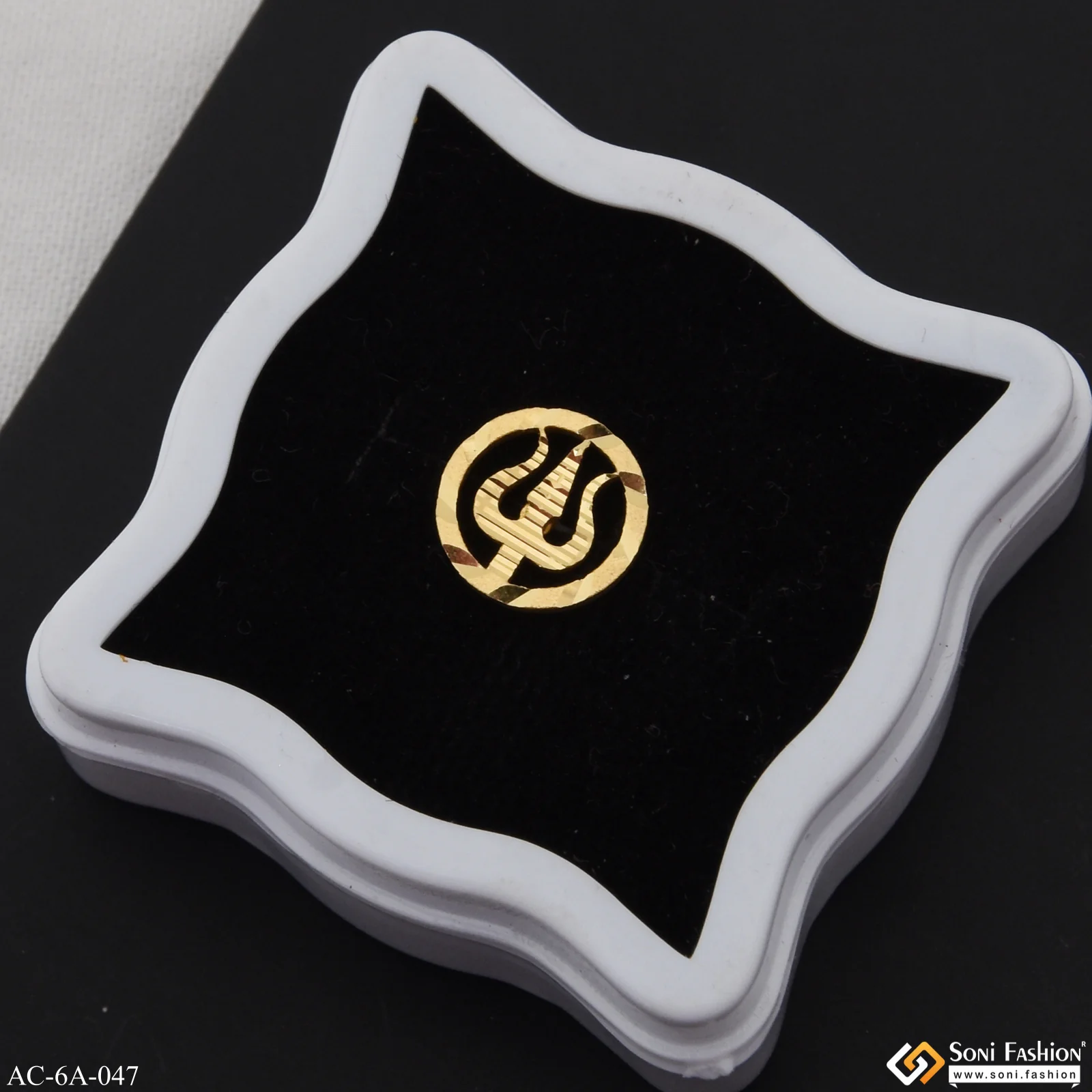 1 Gram Gold Plated Trishul In Circle Stud Earring for Men (1 Pc) - Style A047 - Image 4