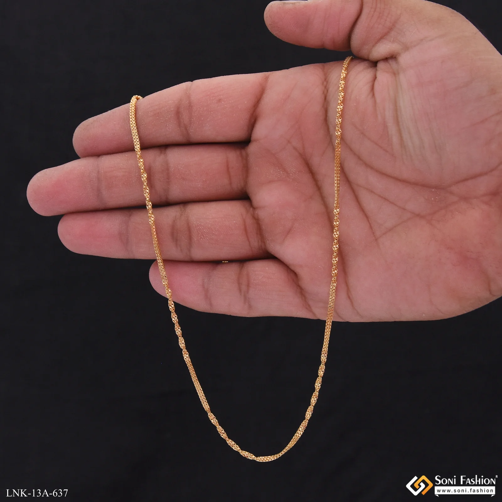 1 Gram Gold Plated Twisted Design Chain for Ladies - Style A637 - Image 6