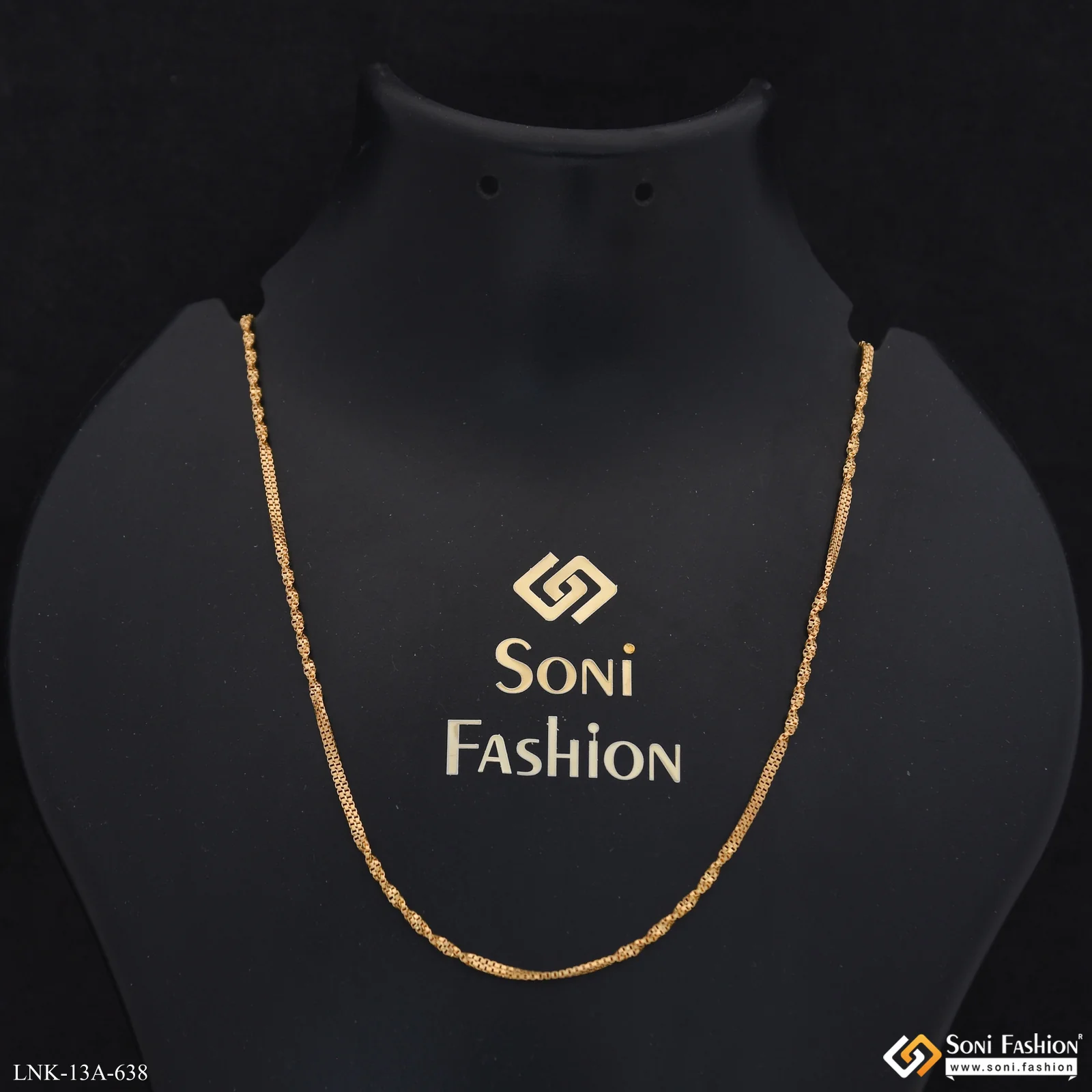1 Gram Gold Plated Twisted Design Chain for Ladies - Style A638 - Image 2