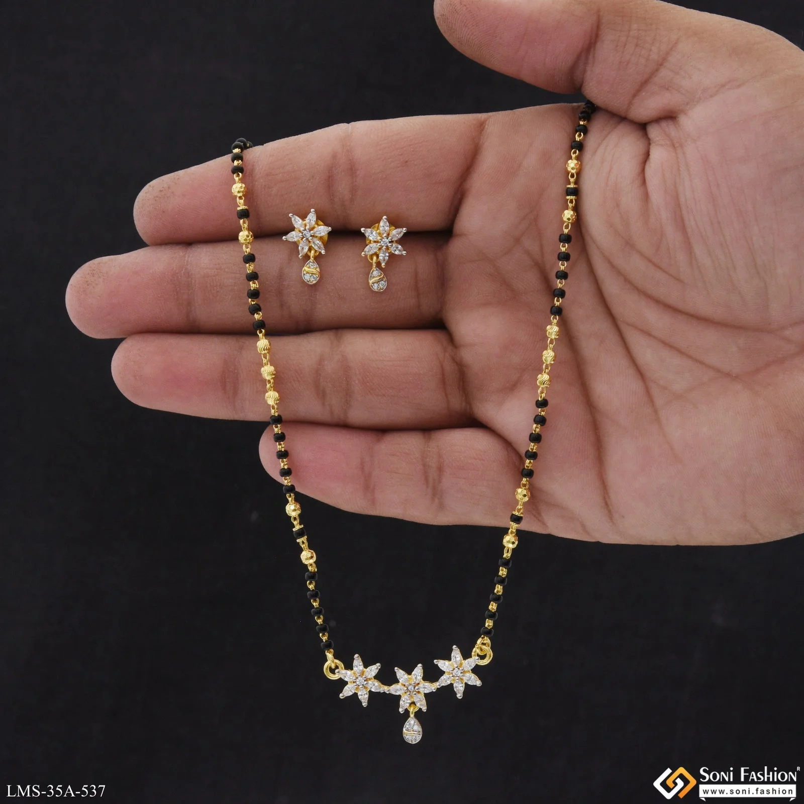 1 Gram Gold Plated Unique Design Mangalsutra Set for Women - Style A537 - Image 3